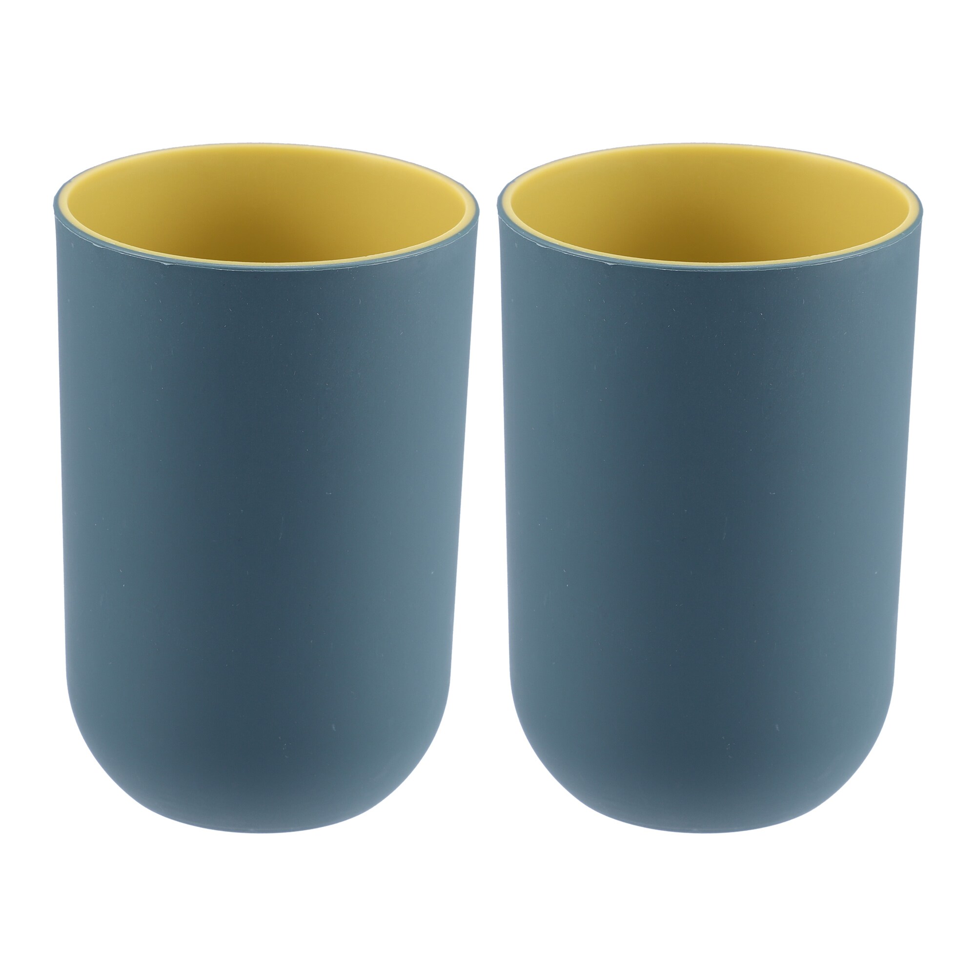 Unique Bargains 2pcs Bathroom Cups Toothbrush Cup Bathroom Toothbrush Cup Deep Blue 4.33 Inch x2.76 Inch 350ml