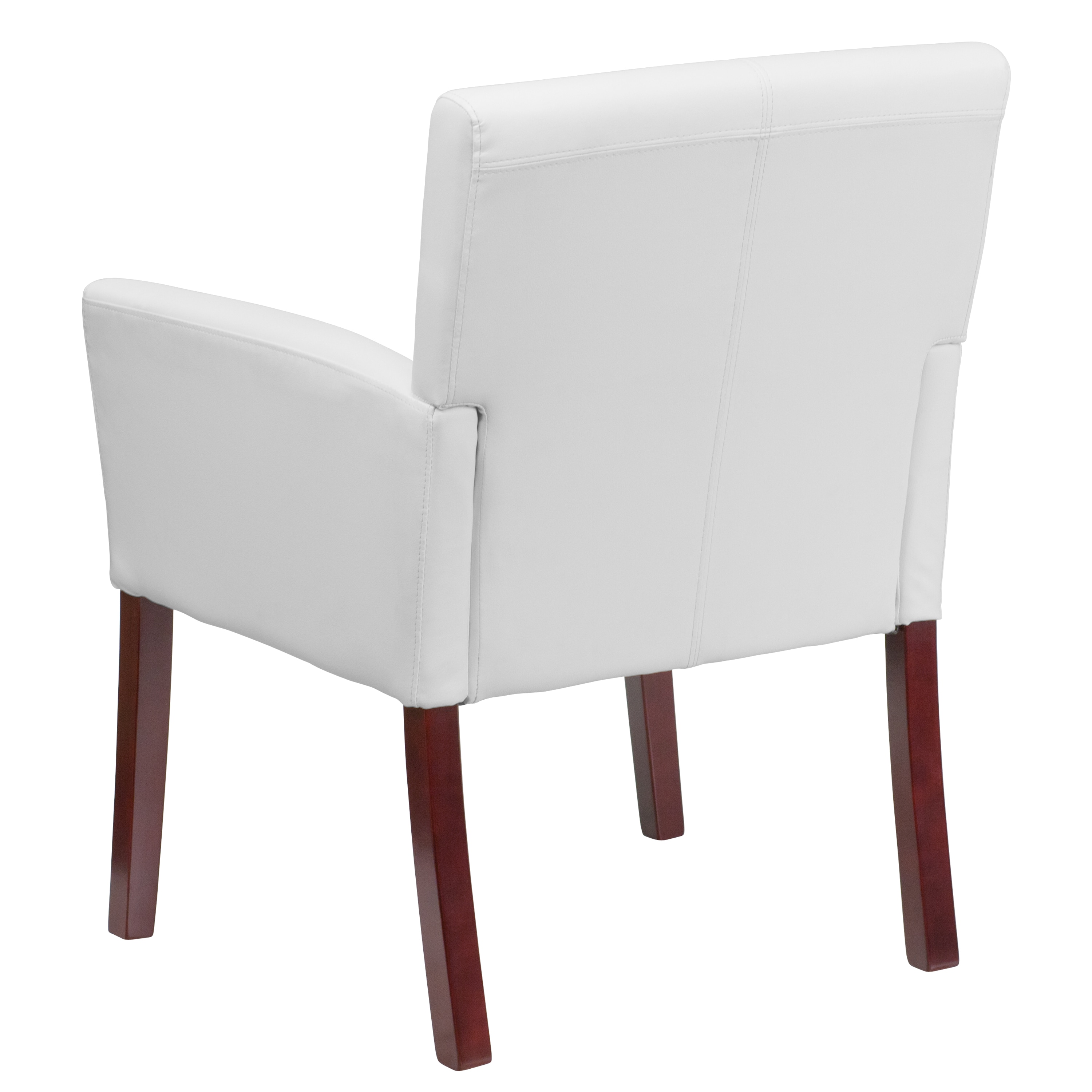 Taylor White LeatherSoft Executive Chair with Mahogany Wood Legs