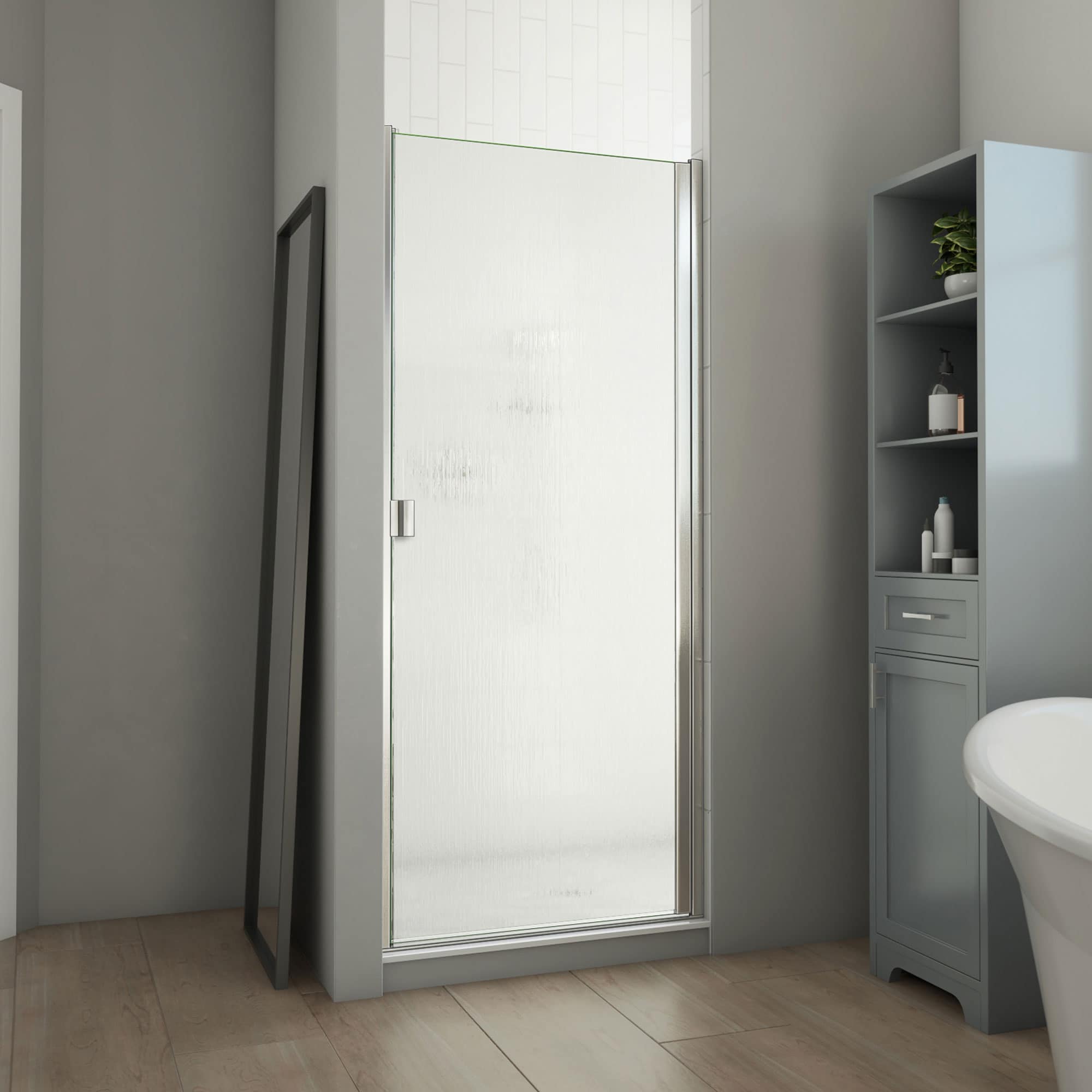 DreamLine SDA130W690VRR04 Alliance Swing BG Brushed Nickel 30-in to 31-in W x 69-in H Semi-frameless Hinged Shower door 3/16-in Thick Rain Glass