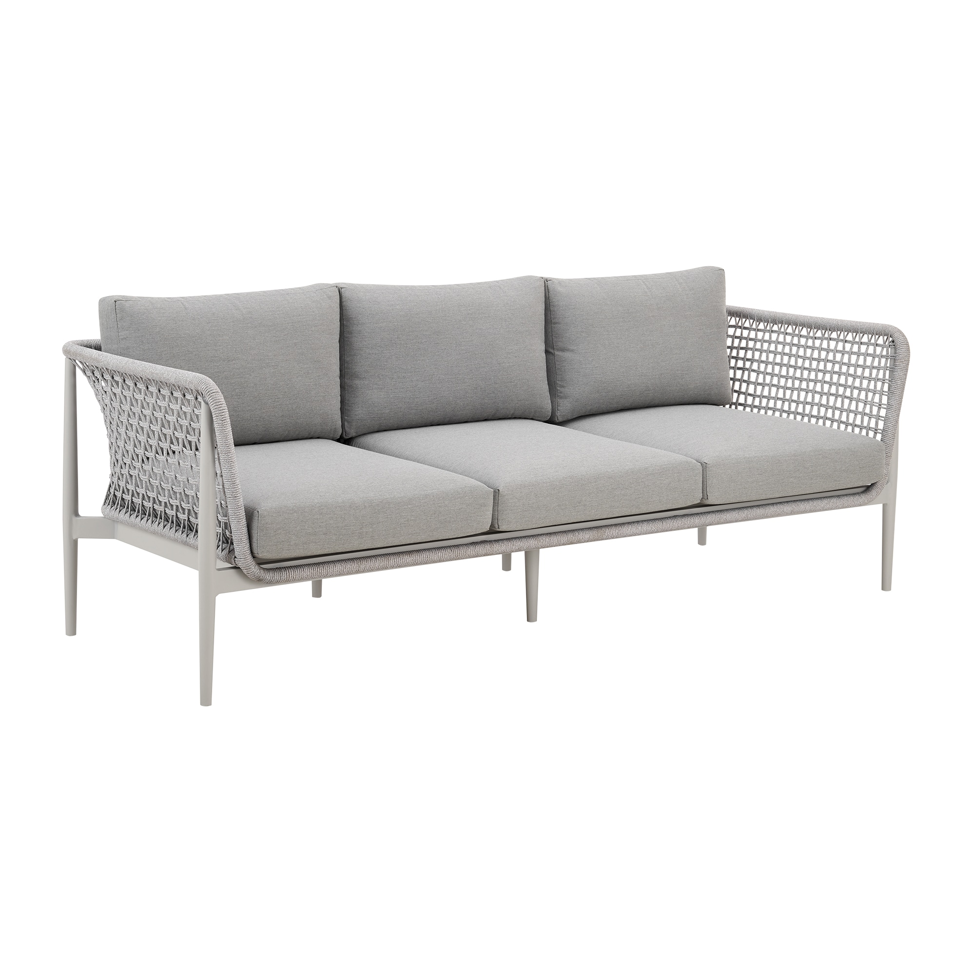 Armen Living LCRHSOLGRY Rhoads Outdoor Sofa with Gray Cushions and Aluminum Frame