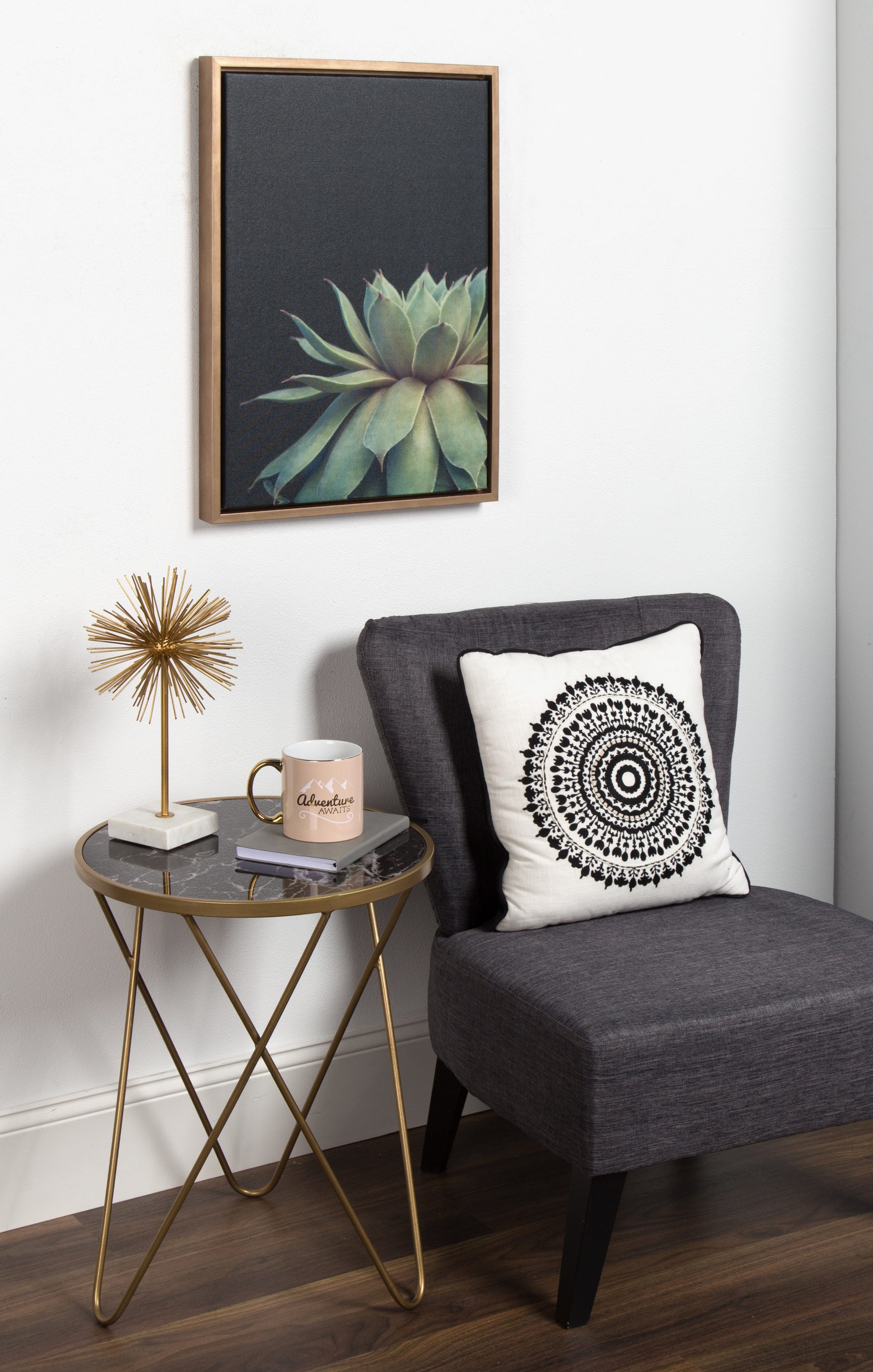 Kate and Laurel Succulent F21Images Gold Framed 24-in H x 18-in W  Botanical Print on Canvas in the Wall Art department at