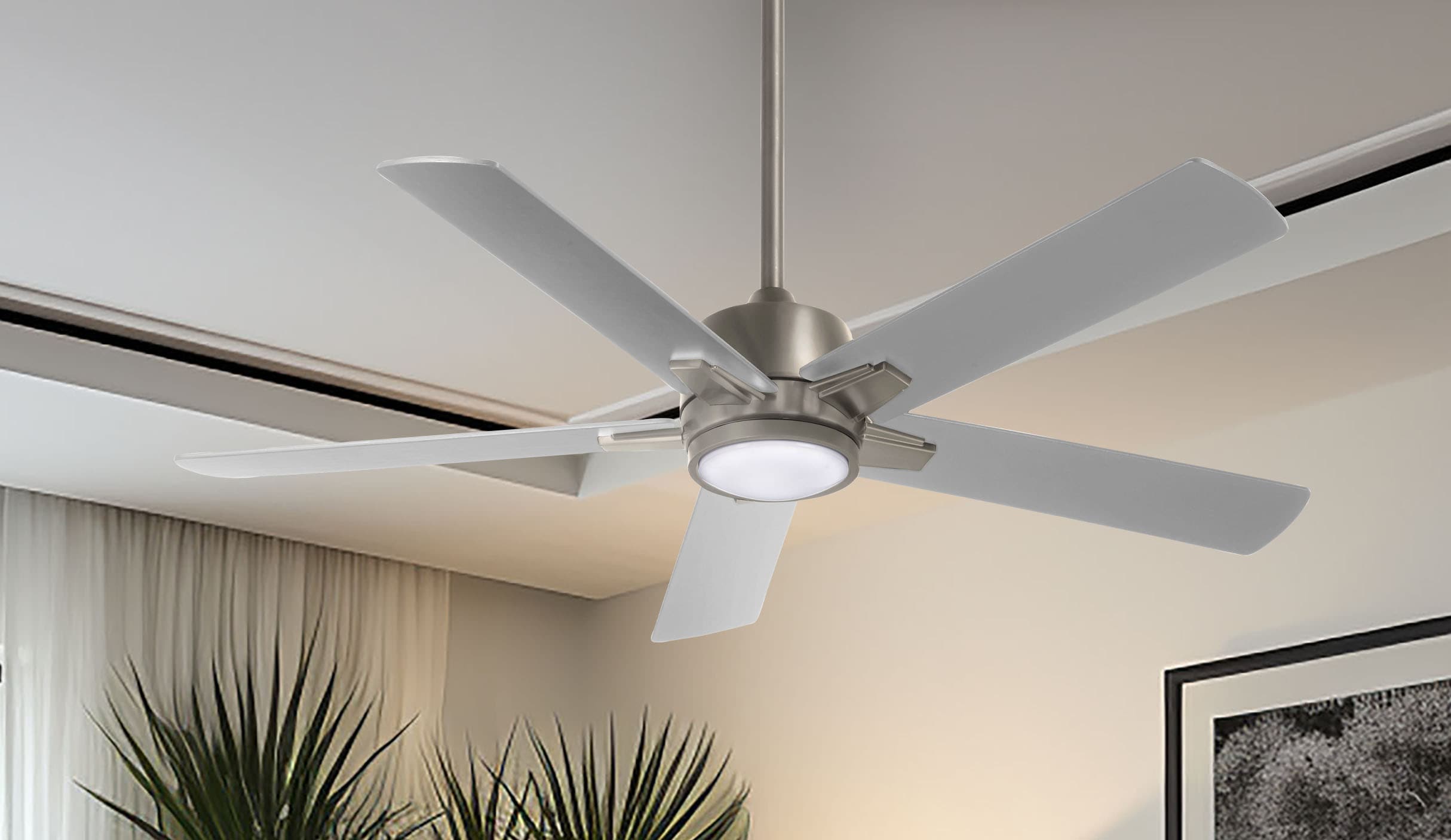 Kensgrove 54 in. Integrated LED Brushed Nickel Ceiling Fan with Light popular and Remote