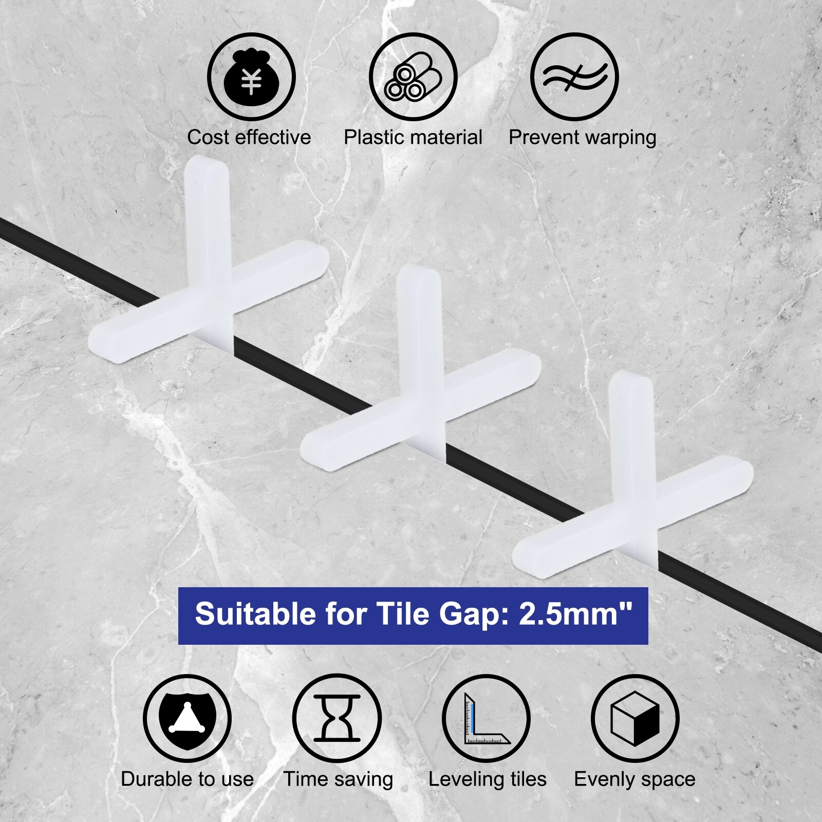 Unique Bargains 300pcs Tile Spacers 2.5mm 3/32Inch Wall Floor Tile ...