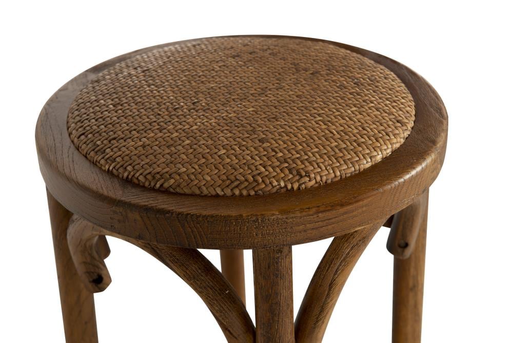 Rae 30" Walnut Brown Elm Wood Rustic Backless Bar Stool