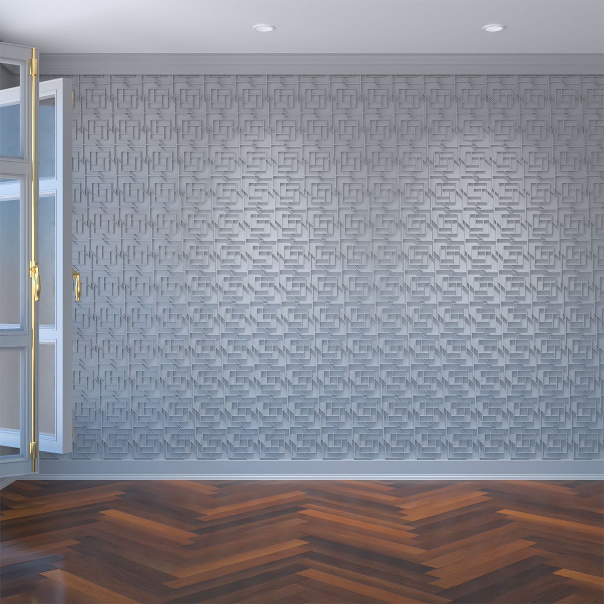 Ekena Millwork WALP08X08LLD 7-3/8-in x 7-3/8-in Smooth Paintable/Stainable White PVC Fretwork Wall Panel ( 0.38-sq ft )