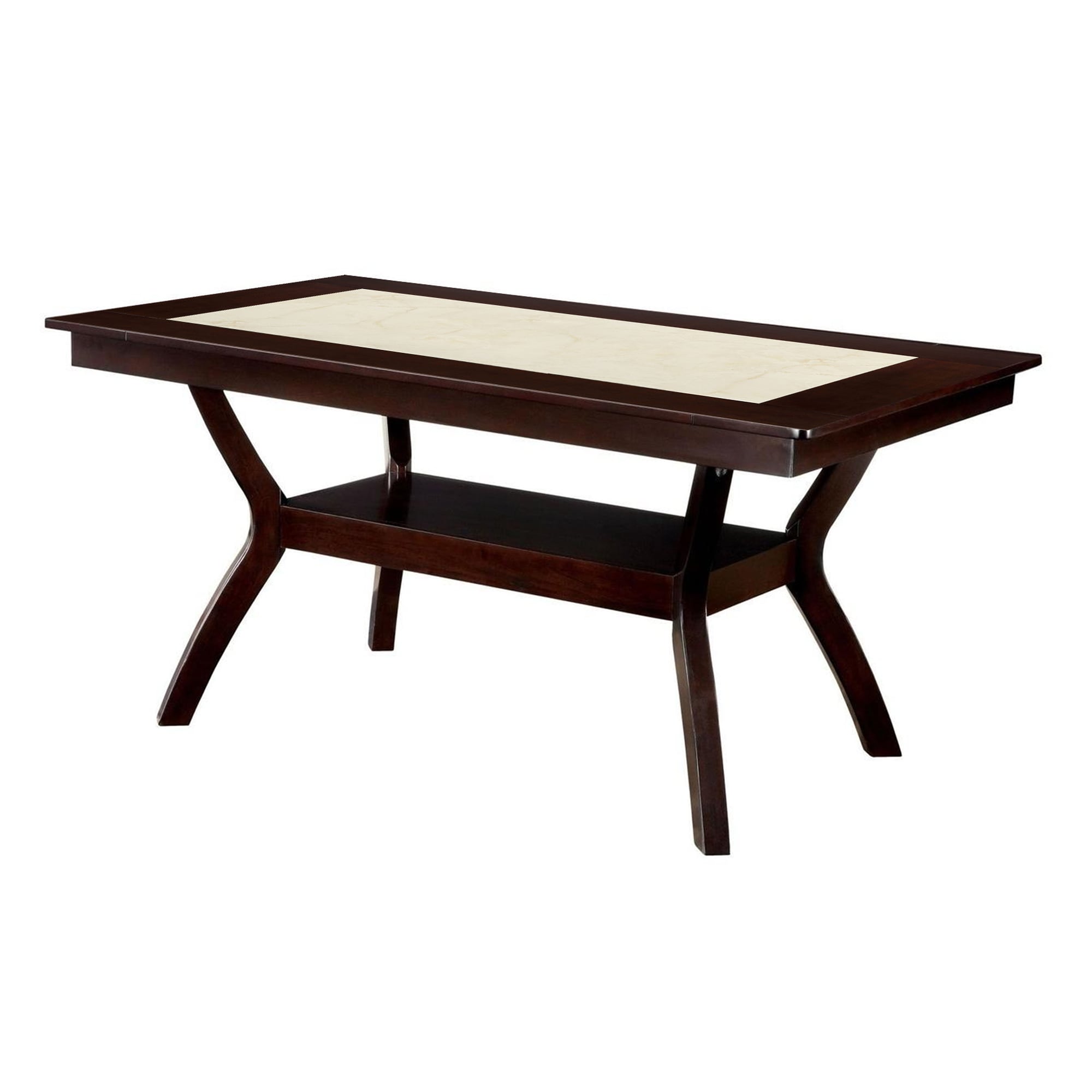 Benzara BM137549 Brown, Cream Contemporary/Modern Dining Table, Wood with Wood 64-in L x 30.25-in H