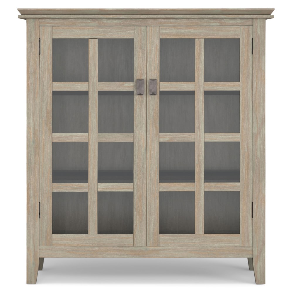 Distressed Grey Solid Wood 2-Door Accent Cabinet with Adjustable Shelves