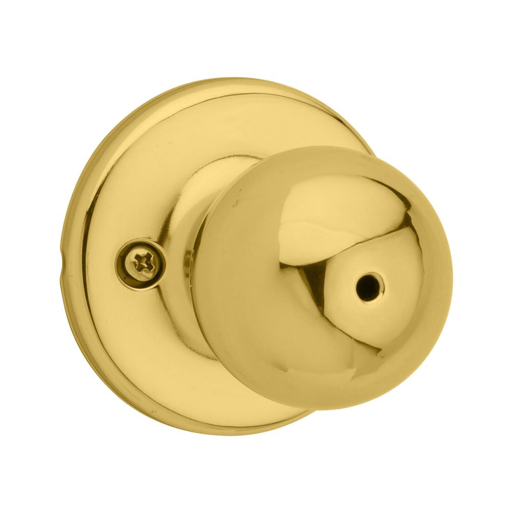 Kwikset Security Tylo Polished Brass Interior Bed/Bath Privacy Door Knob  with Antimicrobial Technology in the Door Knobs department at