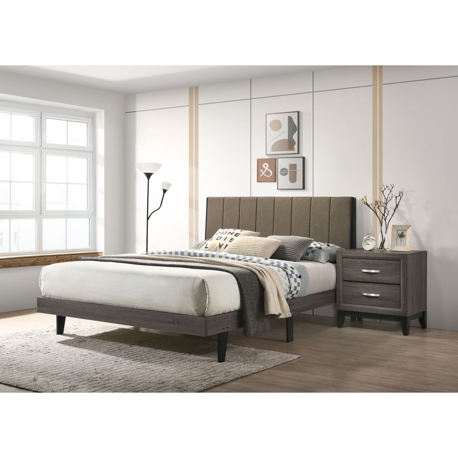 Jasmoder Brown Queen Contemporary Platform Bed In The Beds Department 