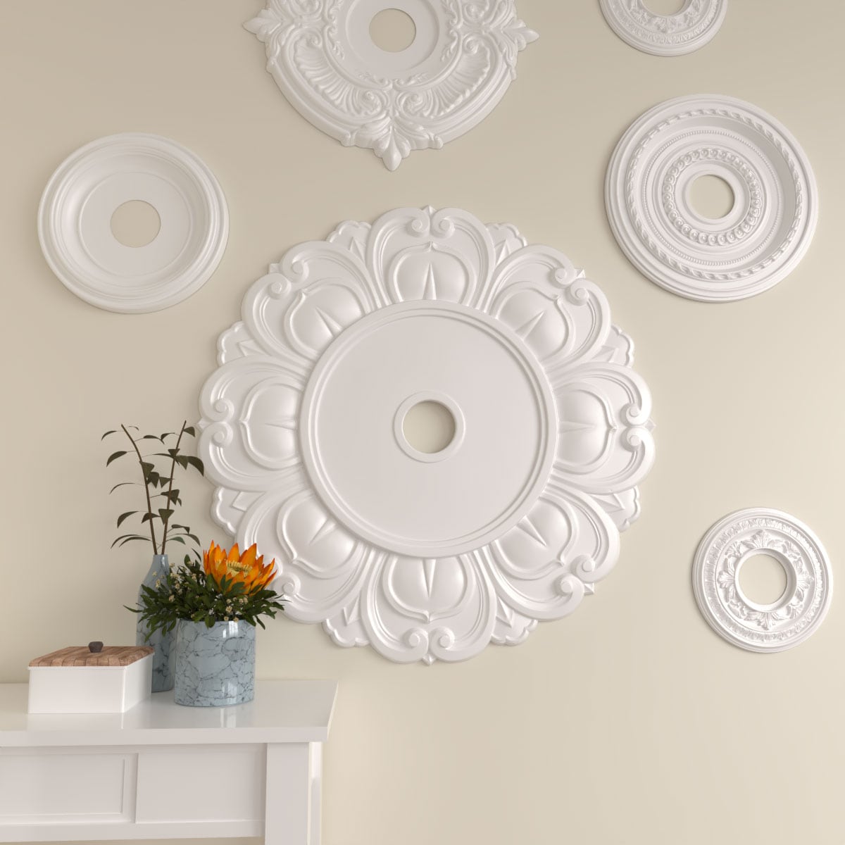 Angel White Urethane 32.25" Decorative Ceiling Medallion
