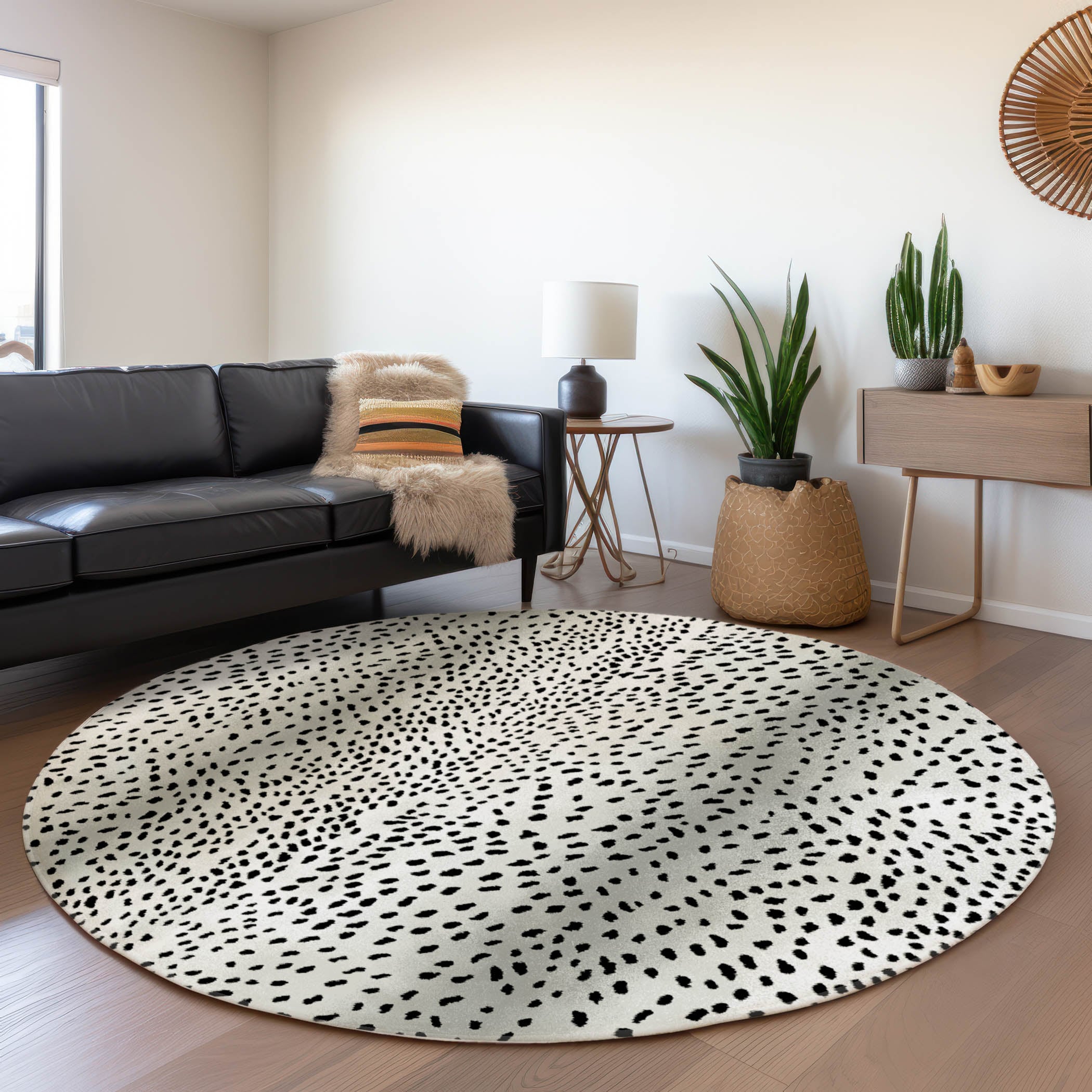 Addison Rugs AMF44PE8RO Mayfield AMF44PE 8 x 8 (ft) Loomed Polyester Pearl Round Indoor Abstract Machine washable Area rug