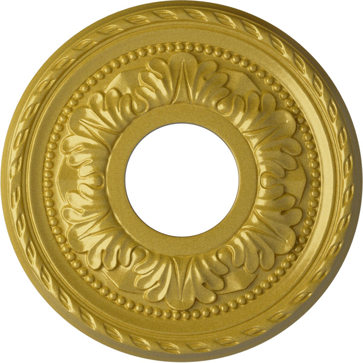 Ekena Millwork CM11PMRGS Palmetto 11.375-in W x 11.375-in L Painted Rich Gold Polyurethane Whole Ceiling Medallion