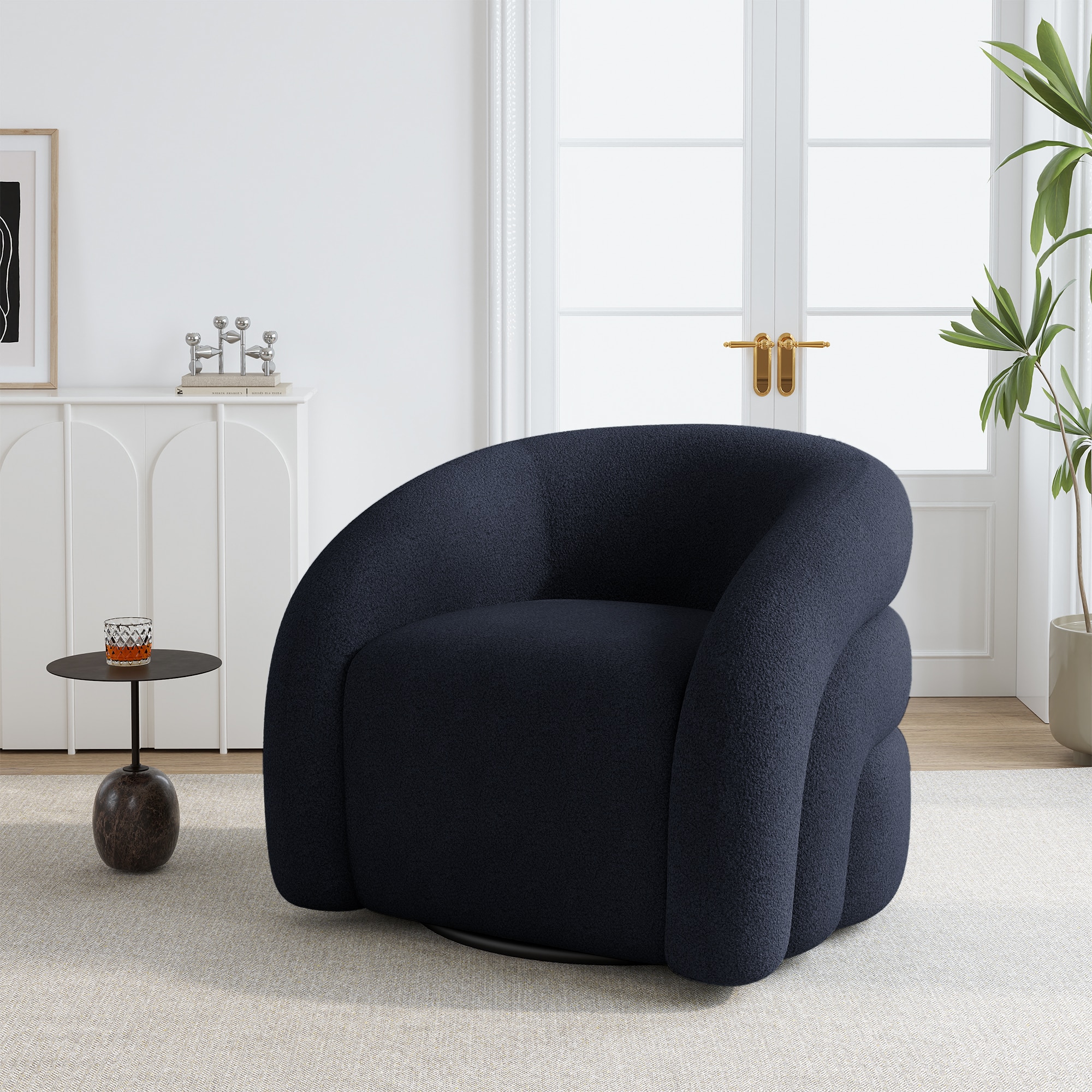 Dreamsidea Boucle Accent Chair - 360 Degree Swivel Chair with Solid ...