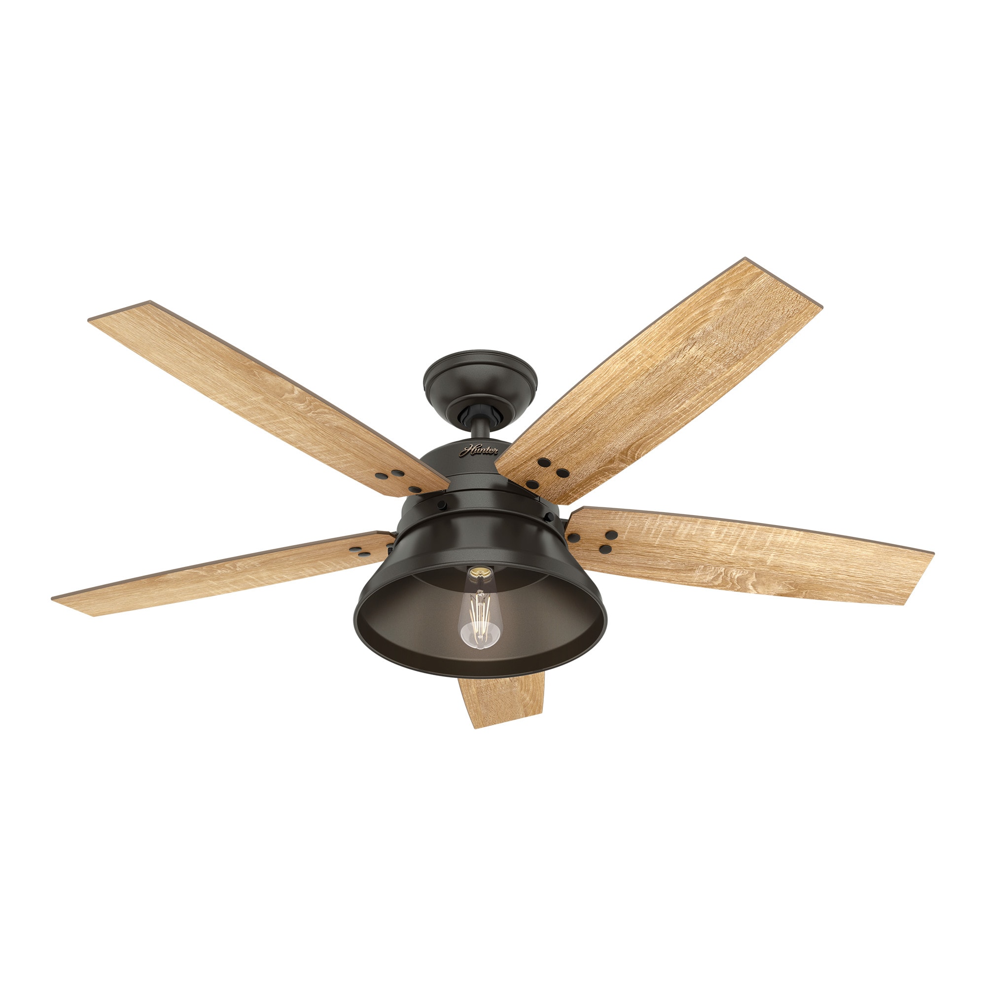 Hunter 50035 Beech Hollow LED 52-in Noble Bronze Indoor/Outdoor Ceiling Fan with Light and Remote (5-Blade)