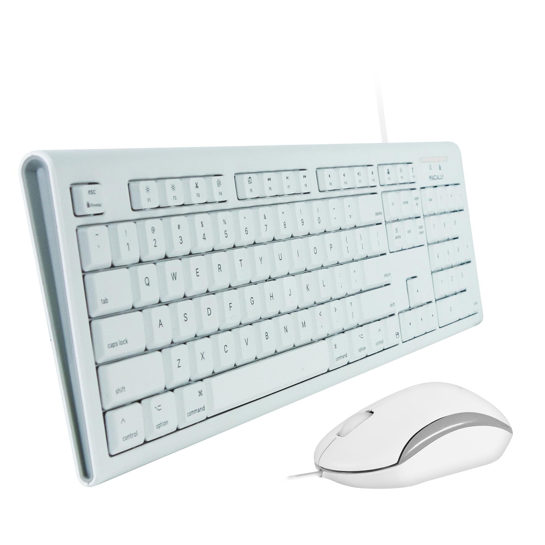 Macally Full-size Usb Wired Keyboard and Mouse Combo For Mac Mini Pro, Imac  Desktop Computer, Macbook Pro Air Desktop with 16 Compatible Apple  Shortcuts, Extended with Number Keypad, Rubber Domed Key Caps
