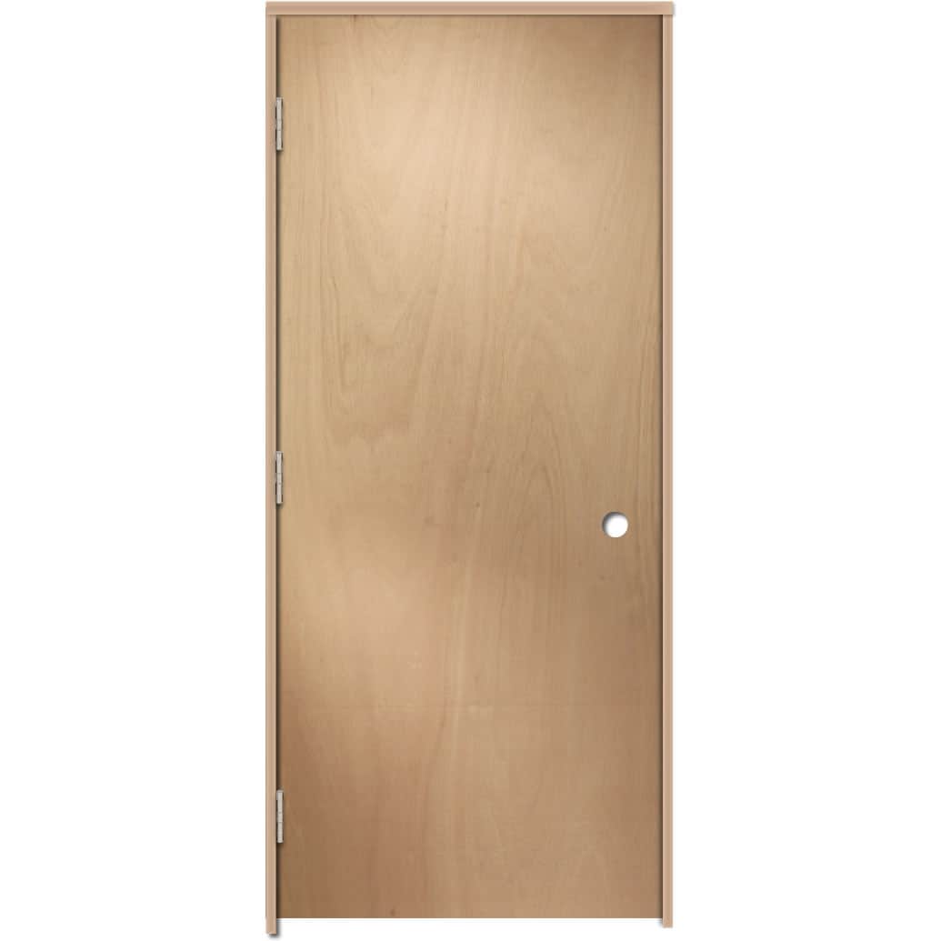 RELIABILT LOE830732 32-in x 80-in Unfinished Hollow core Flush Right hand Smooth Unfinished Lauan Wood Flat Jamb Single Prehung Interior Door