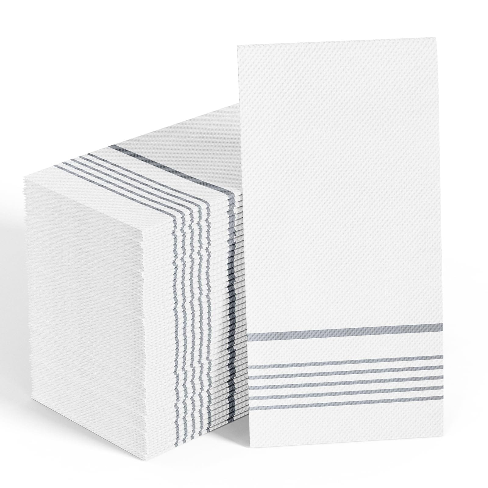 Oyezvary  200 pack Paper Dinner Napkins 2 Ply Disposable Guest Towels Silver Absorbent Hand Towels for Kitchen Parties Events Weddings Large Size