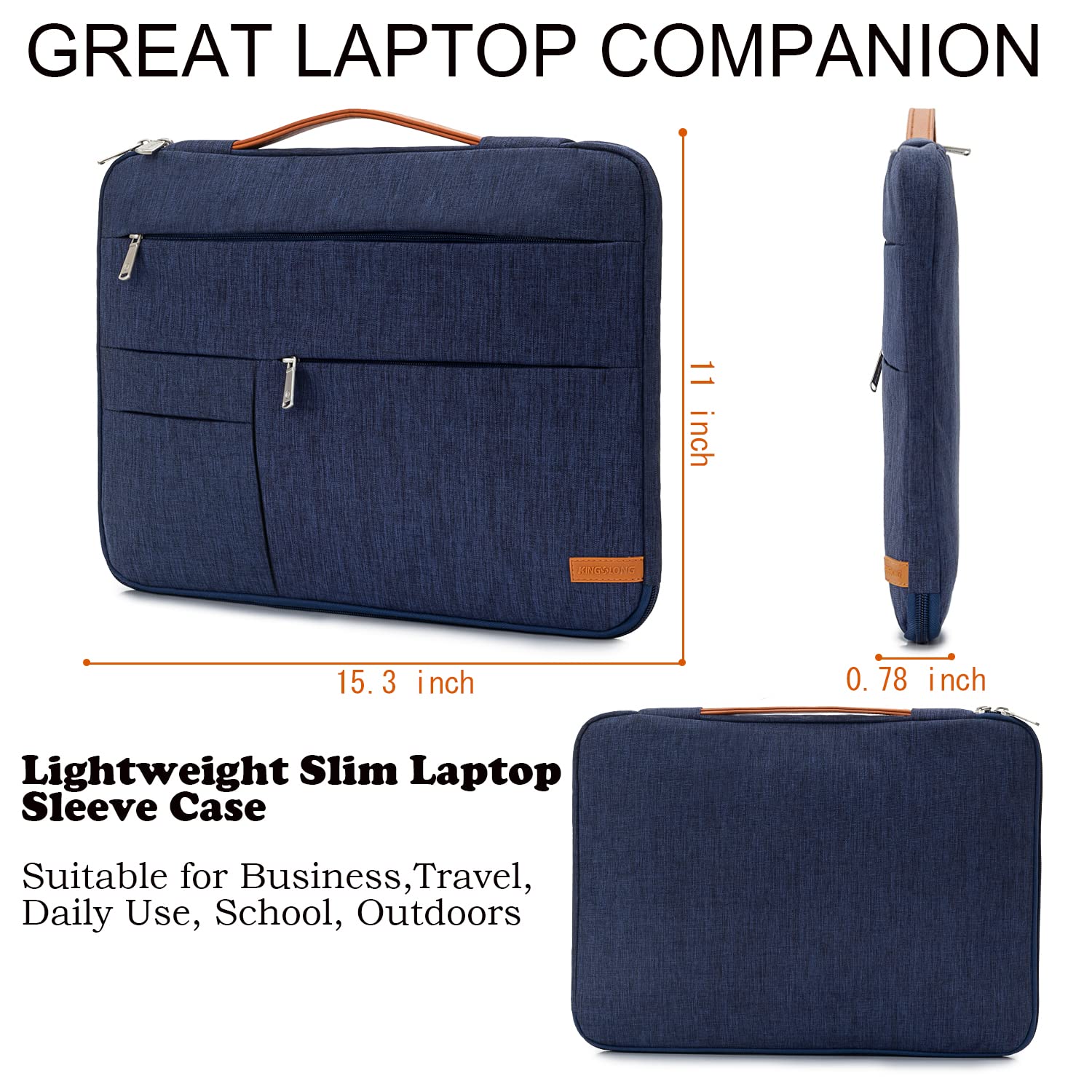 KINGSLONG 16 Inch Slim Laptop Sleeve Bag with Multiple Pockets Fits ...