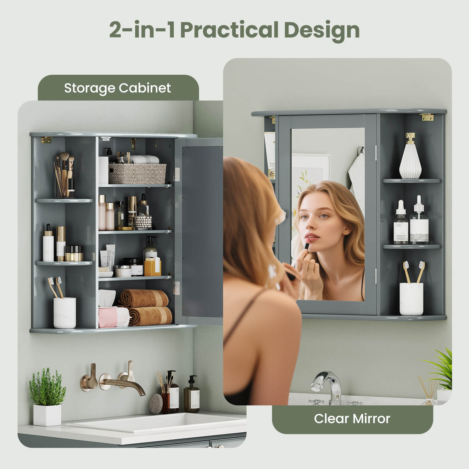 Costway CSHY000141 Bathroom-Medicine-Cabinets - View #7