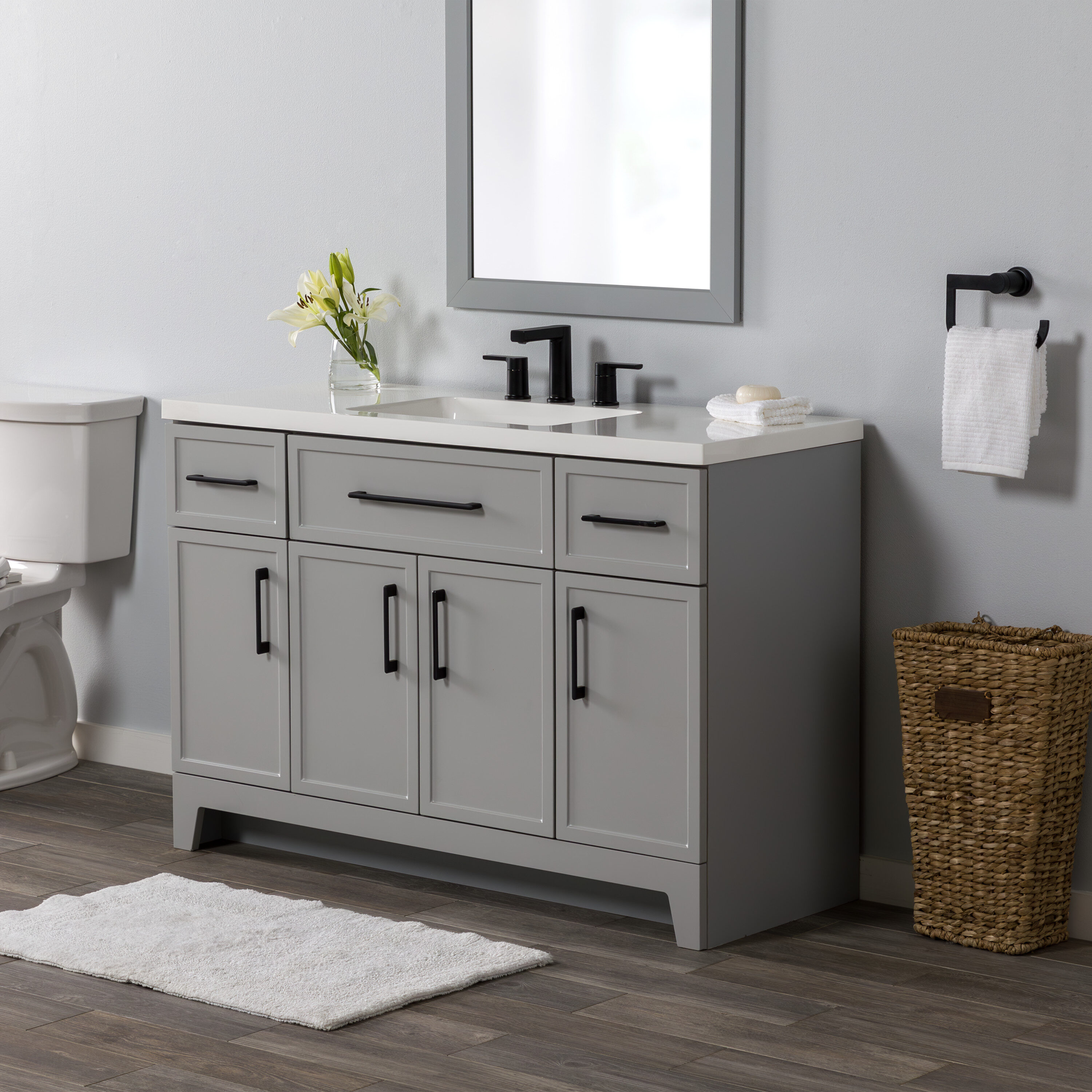 Style Selections Potter 48-in Gray Single Sink Bathroom Vanity with ...