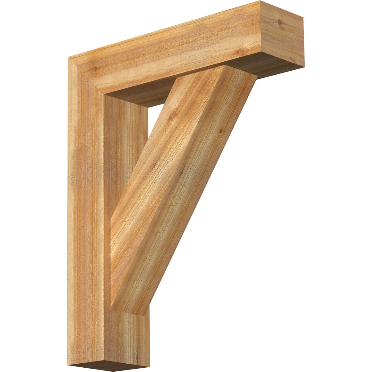 Ekena Millwork 1464788 Traditional Block Rough Sawn Bracket with Offset Brace 8-in x 30-in x 38-in Western red cedar Brown Wood Standard bracket