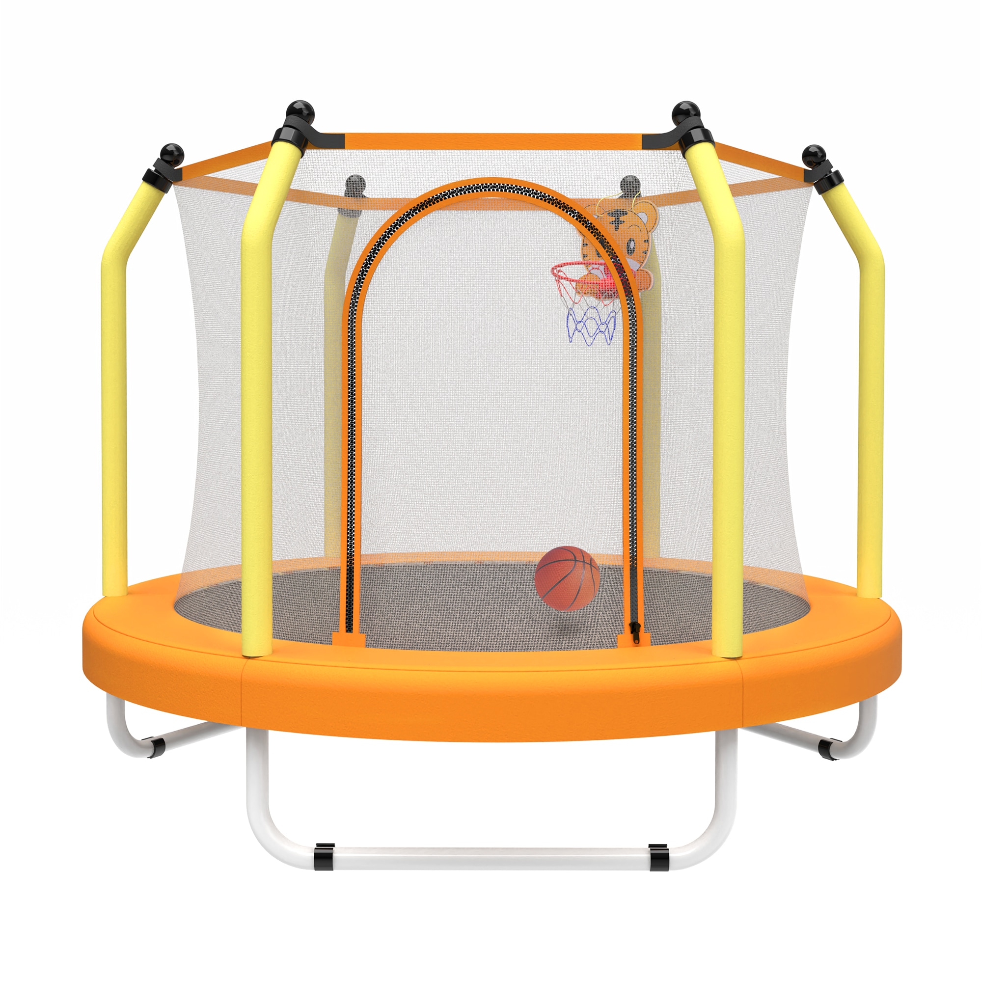 Wooakway - 55 Inch Trampoline for Kids Indoor Outdoor Small Toddler Trampoline with Basketball Ho...