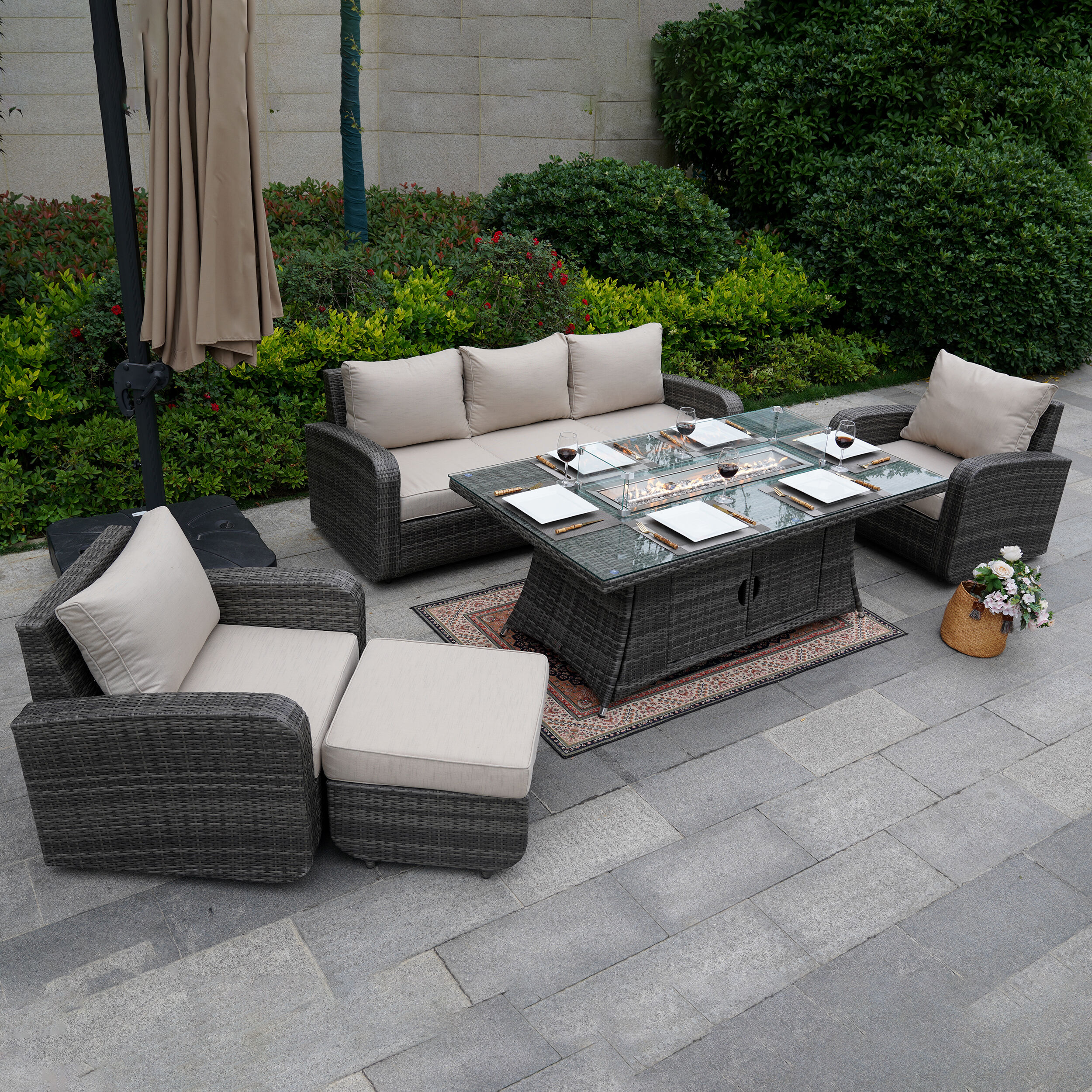 Moda Furnishings 1515-1106R-G Patio-Conversation-Sets - View #2