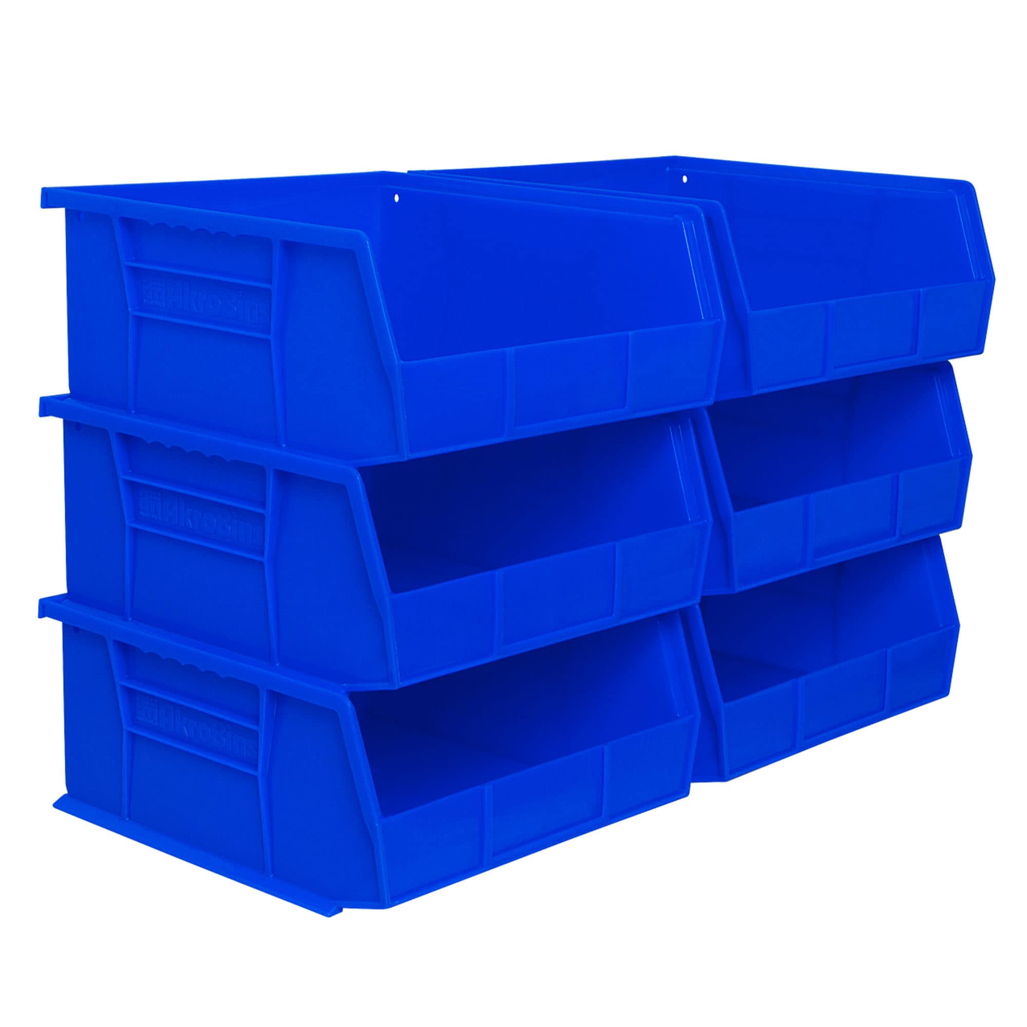 Akro-Mils  6 Pack AkroBins Plastic Storage Bins Space-Saving Organizers Blue