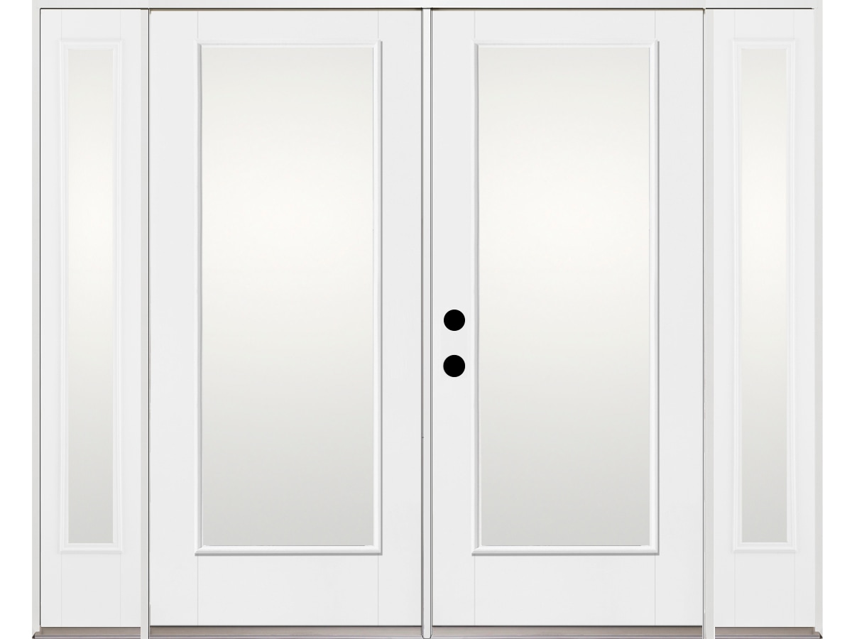 Therma-Tru Benchmark Doors BMTTP612114 95-in x 80-in Low-e Ready To Paint Fiberglass French Right-Hand Inswing Double with Sidelight Patio Door