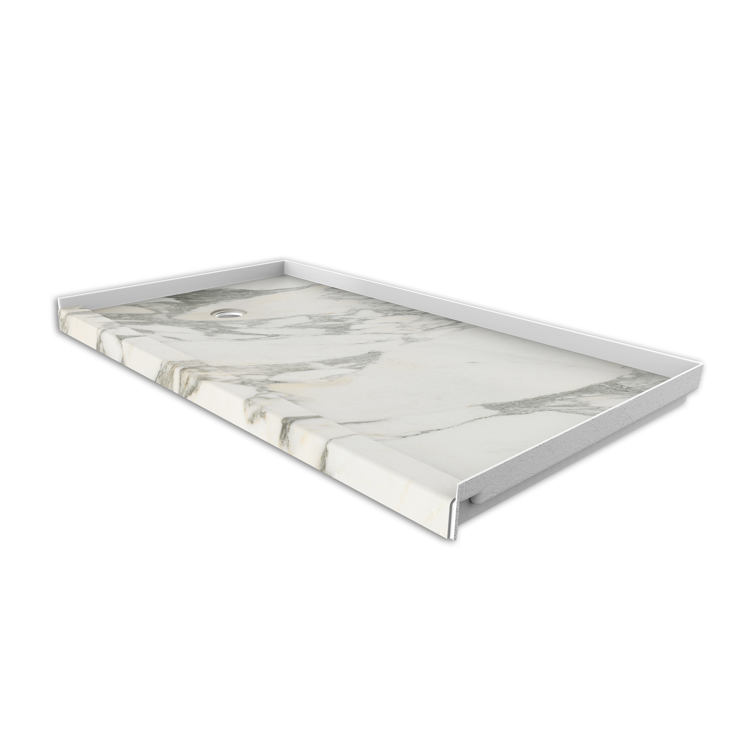 FlexStone FLXSBL6032CG 32-in W x 60-in L Calcutta Gold Single Threshold Rectangle Shower pan base with 2.625-in H Threshold (Left Drain)
