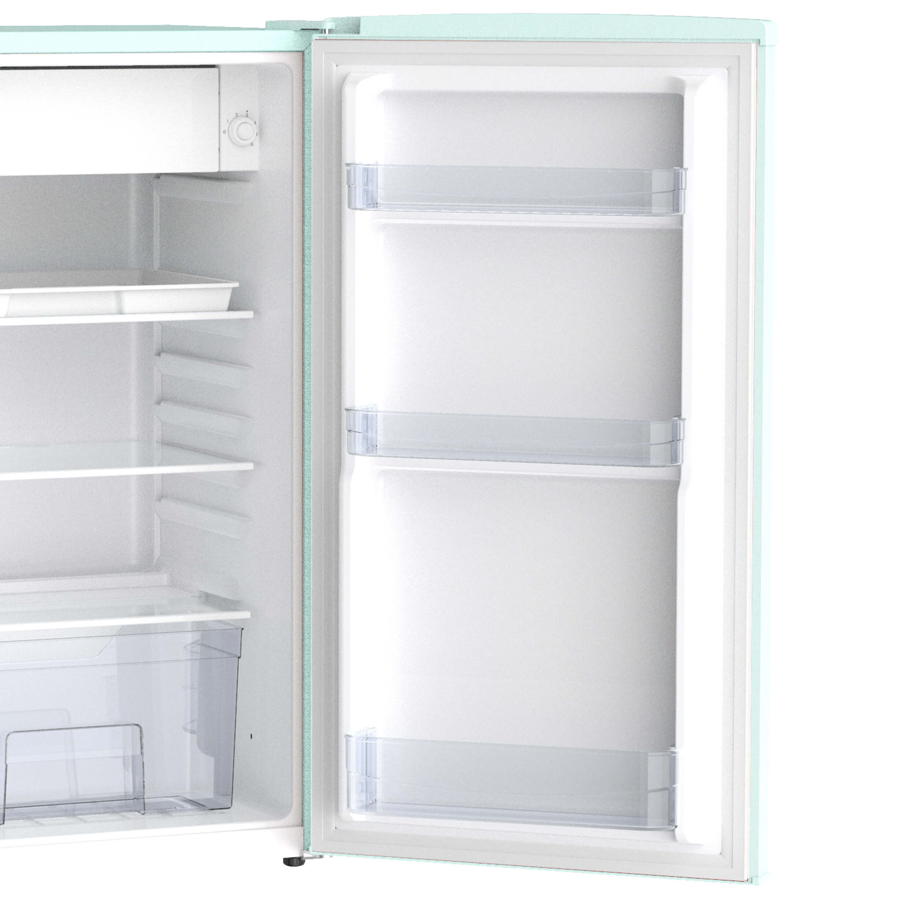 Seafoam Green Retro Compact Refrigerator with Glass Shelves, 3.1 cu ft