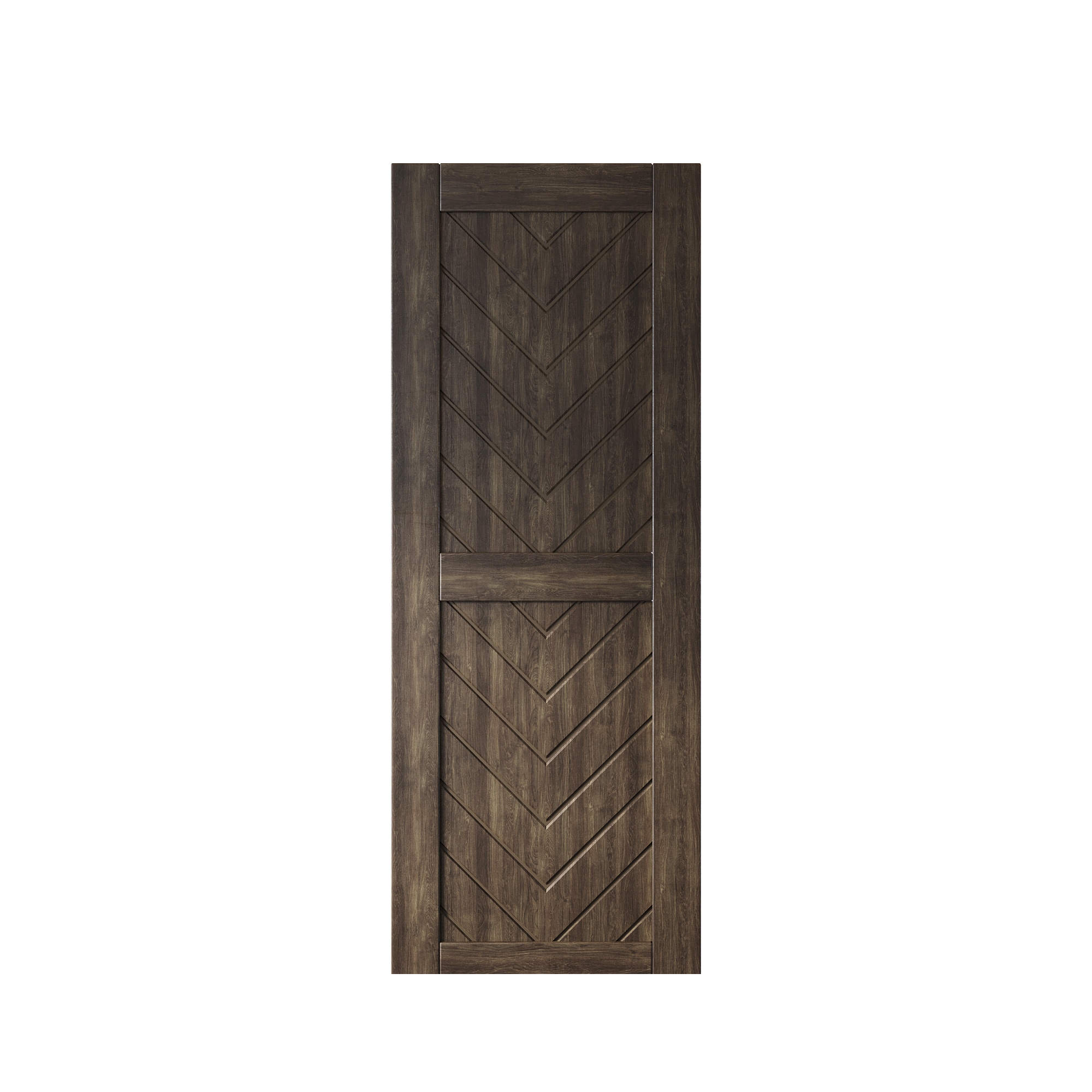 HOMACER JT3-2680-EB 26-in x 80-in Ebony Herringbone Pine Wood Solid core Single Barn Door (Hardware Not Included)