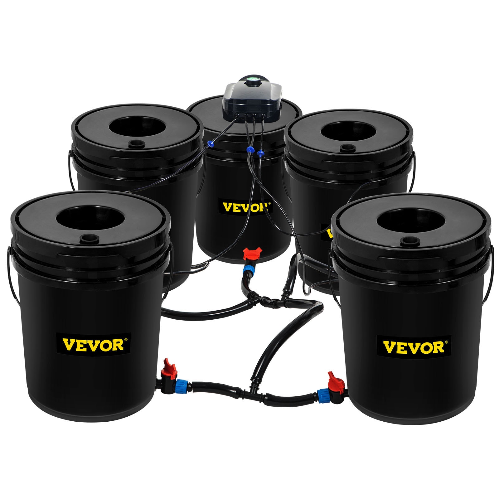 Vevor Dwc Hydroponic System 5 Gallon 5 Buckets Deep Water Culture Growing Bucket Hydroponics 1836