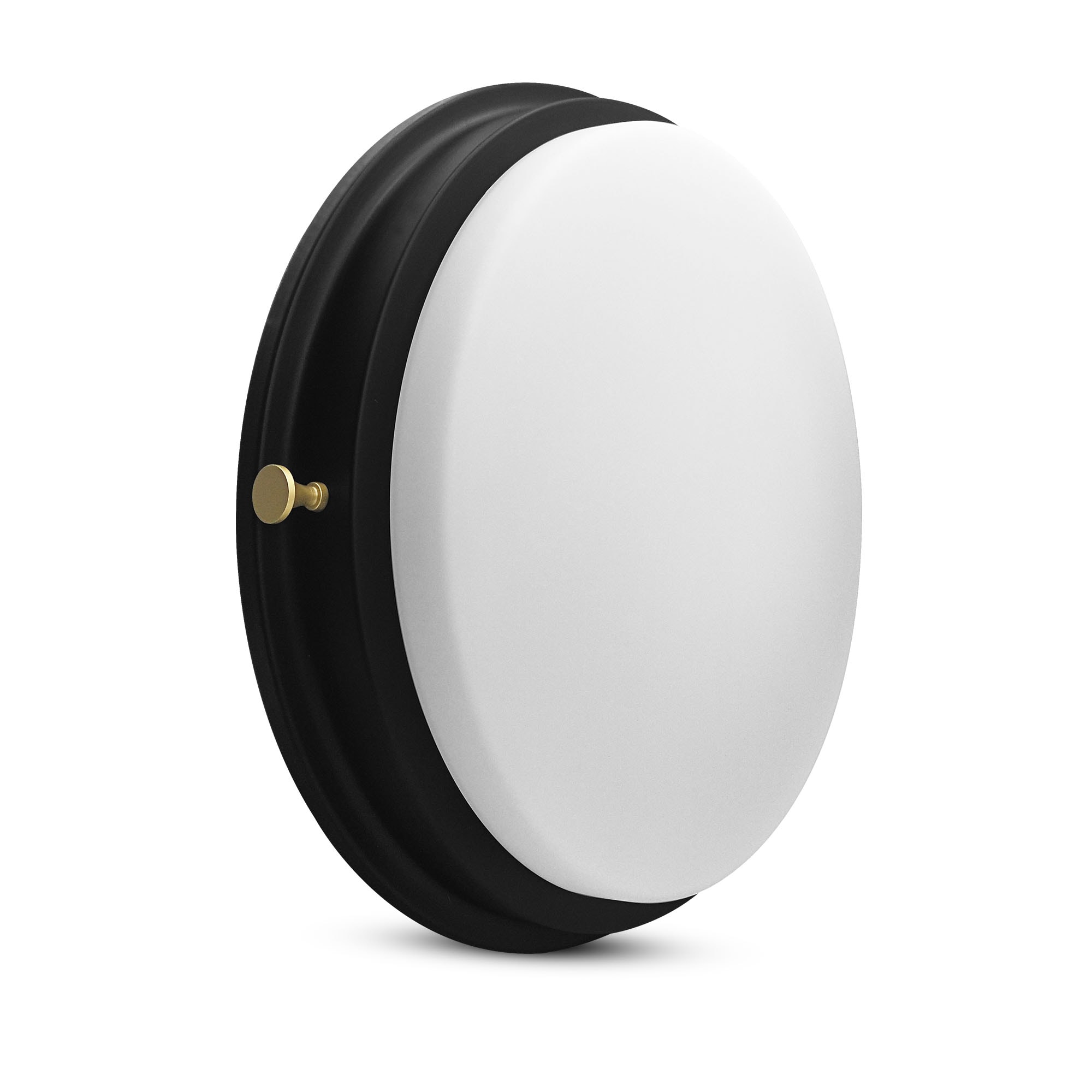 14'' Matte Black LED Flush Mount Ceiling Light with Frosted Glass Shade