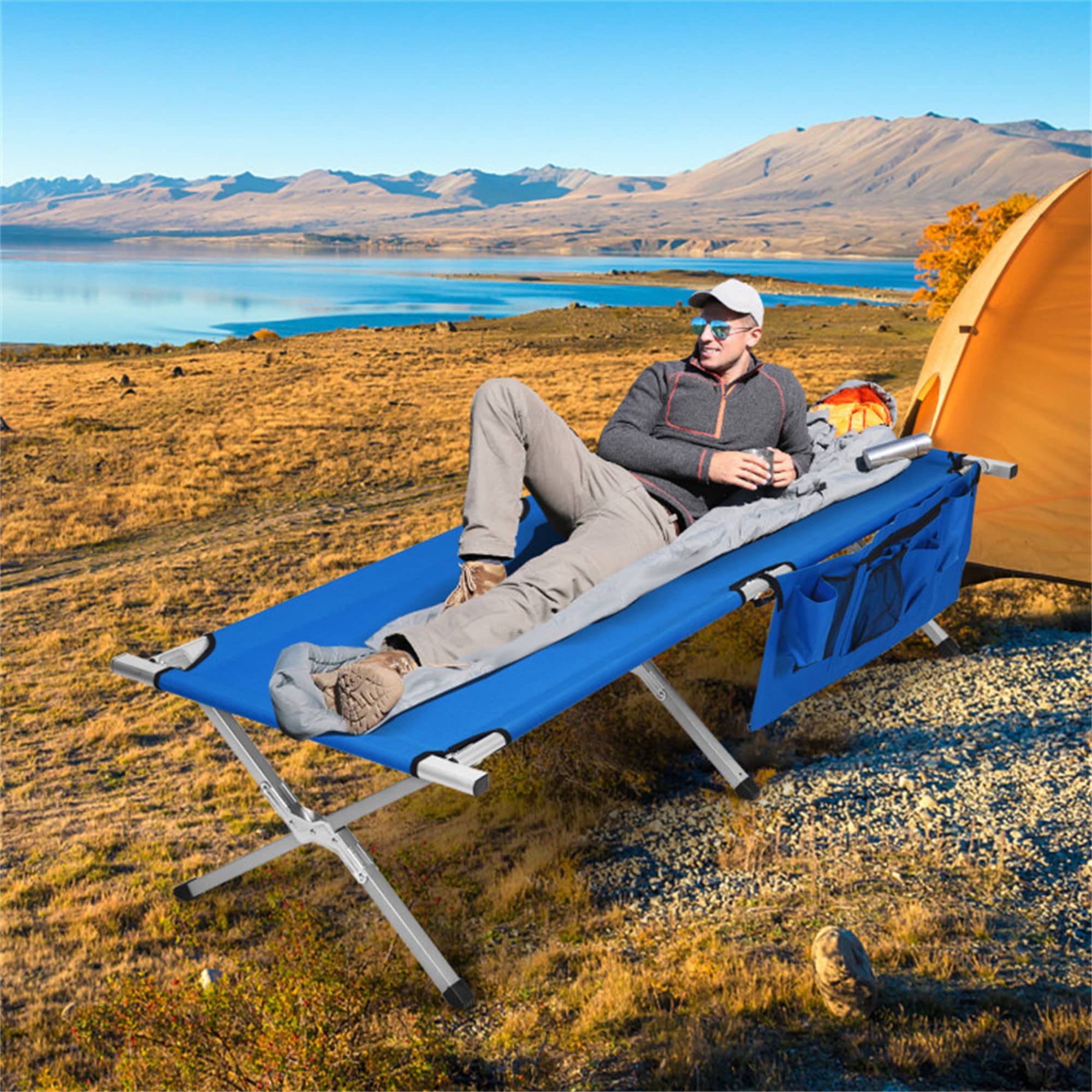 BABOOM BOM-71067BL-CO Blue Folding Beach lounger
