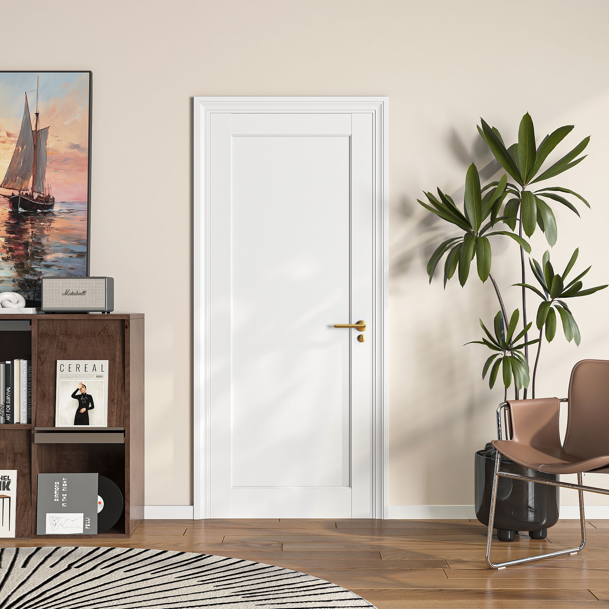 HyperDrop Cart 32x80 Inches White 1 Panel French Interior Door Slab Without Hardware