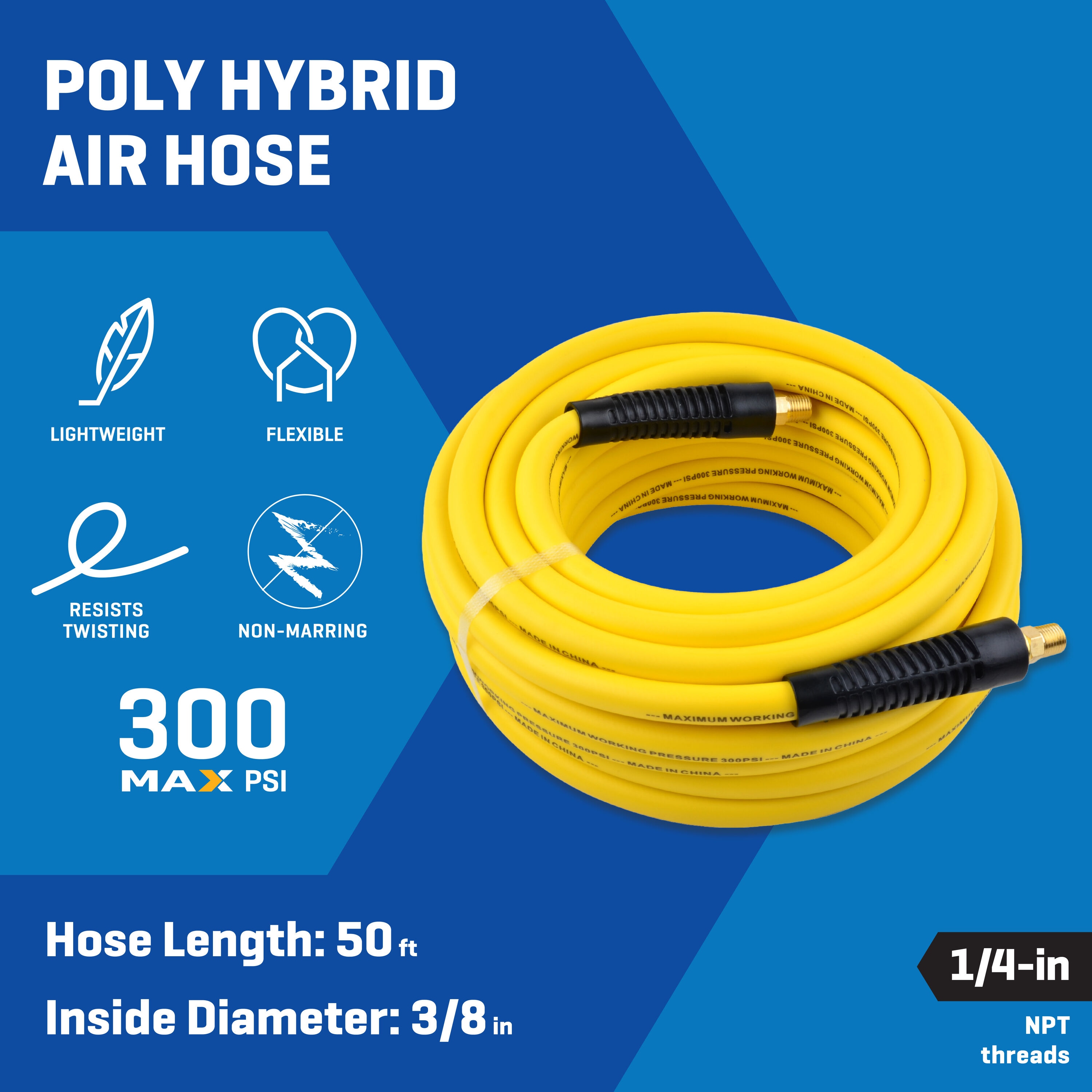 WEN 100 ft. x 3/8 in. 300 PSI Hybrid Polymer Pneumatic Air Hose