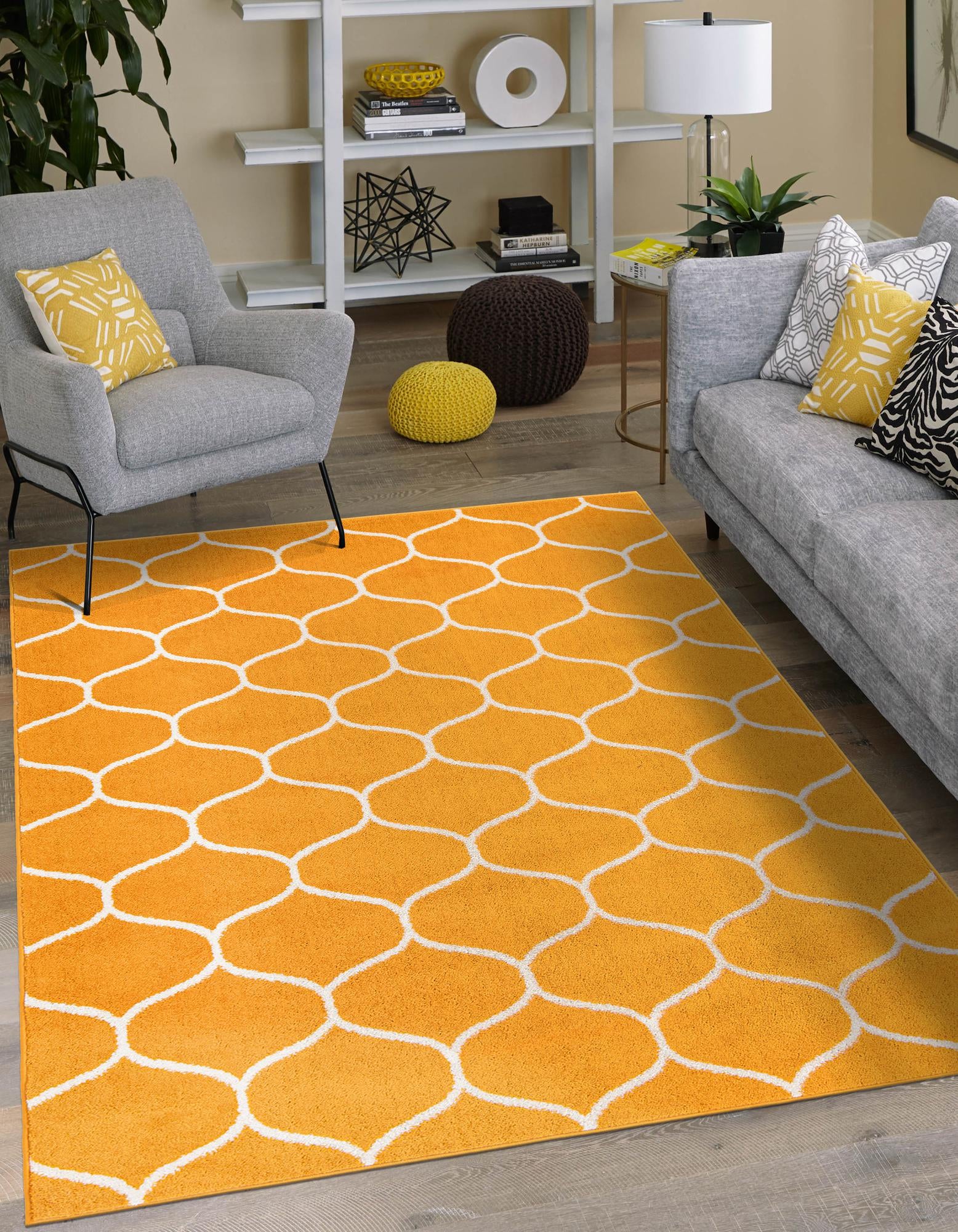Unique Loom 3146754 Trellis Frieze 8 x 10 (ft) Loomed Polypropylene Orange Rectangular Indoor Trellis Area rug
