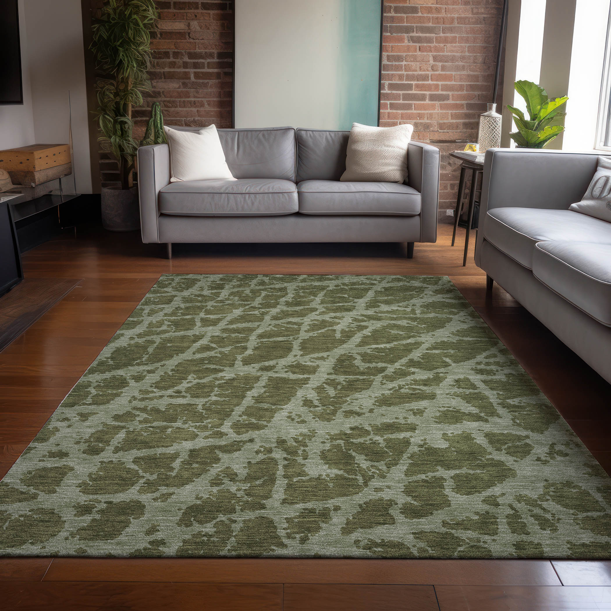 Addison Rugs Chantille 3 X 5 (ft) Olive Indoor/Outdoor Abstract Machine ...