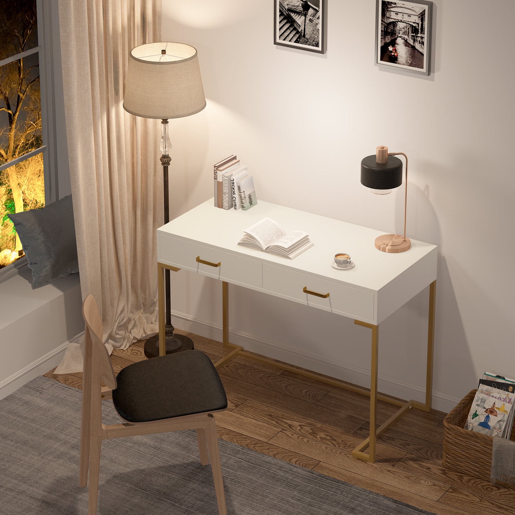 Tribesigns Hoga-JW0172 53.1-in White Modern/Contemporary Computer Desk