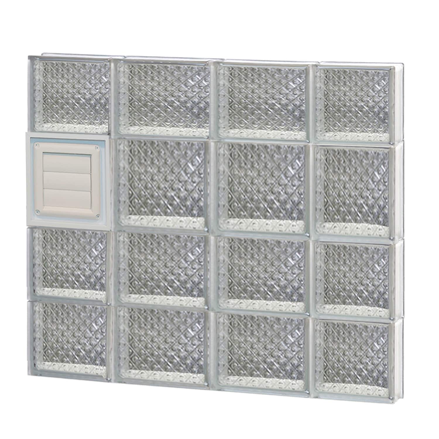 REDI2SET D2826DP Diamond Glass 27-in x 25-in Frameless Replacement Dryer vent Glass Block Window