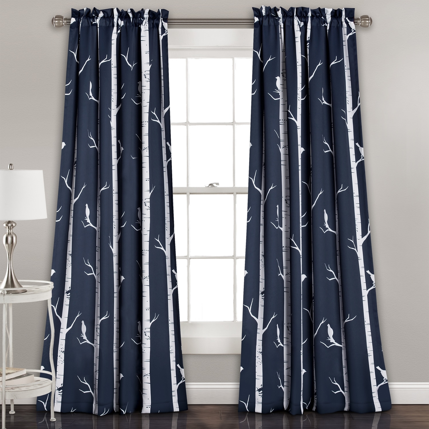 Lush Decor 16T003568 95-Inches Navy Light filtering Rod pocket Curtain panel pair