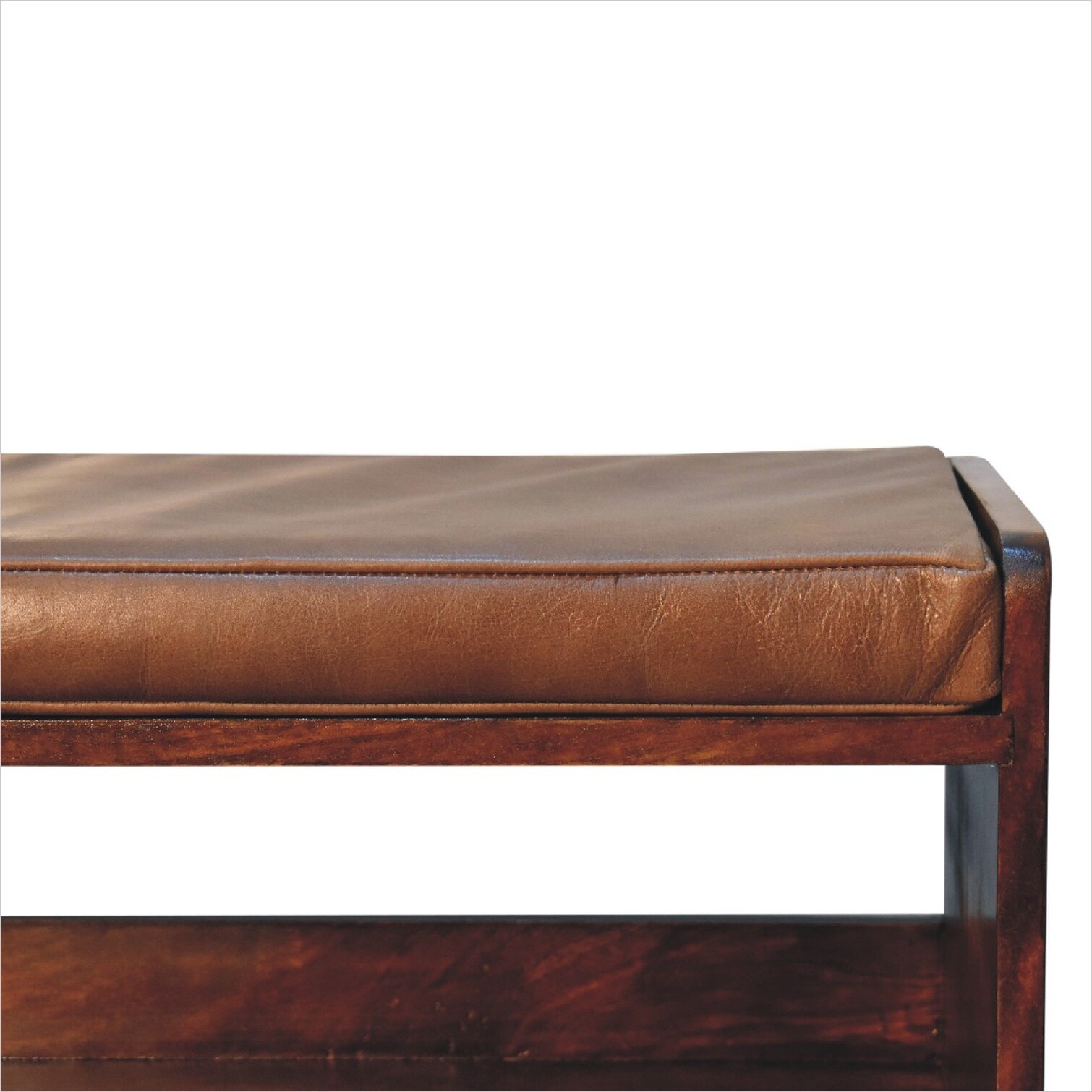 Naturefalls Tan Leather and Solid Mango Wood Bench with Nordic Legs ...