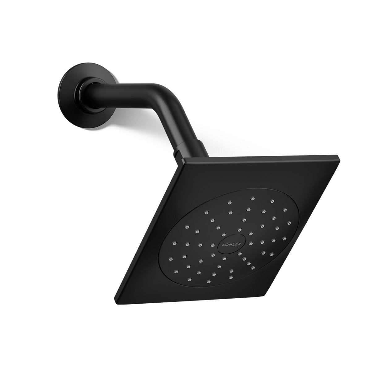 KOHLER K-45215-G-BL 1.0 -Spray Matte Black 6.3125-in Square Fixed Shower Head 1.75 GPM