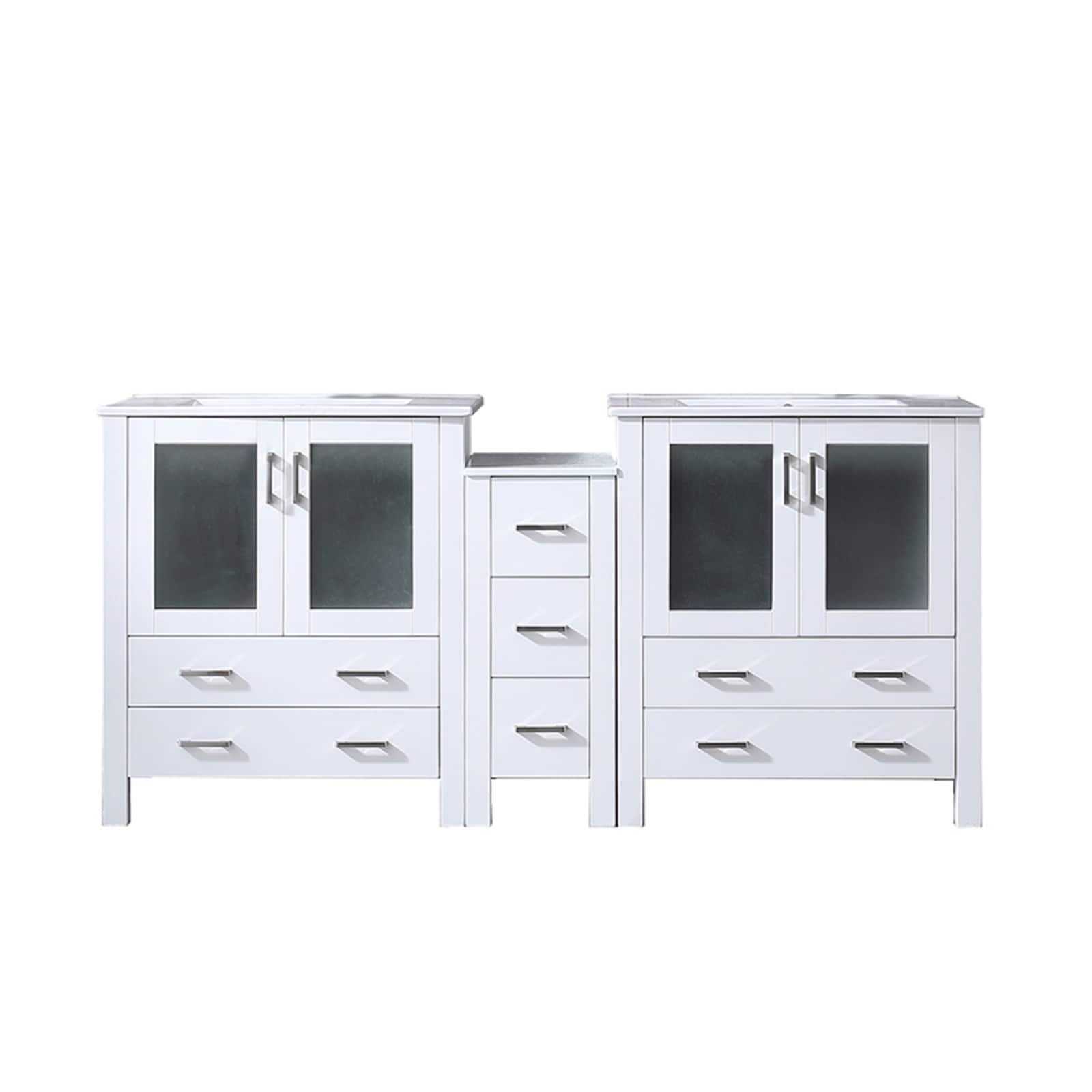 Lexora LVV72D30A600 Volez 72-in White Double Sink Bathroom Vanity with White Ceramic Top