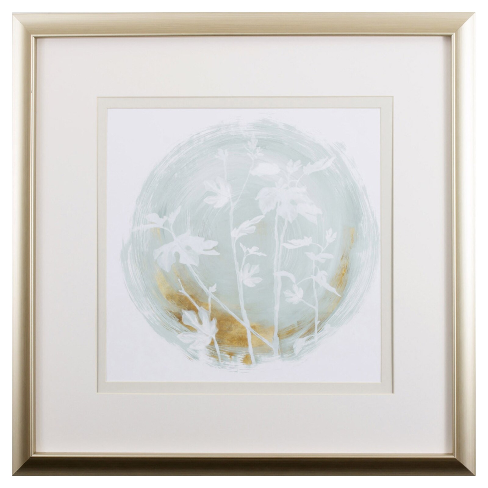 HomeRoots 4000401441 Seafoam Green and Gold Floral Wall Art