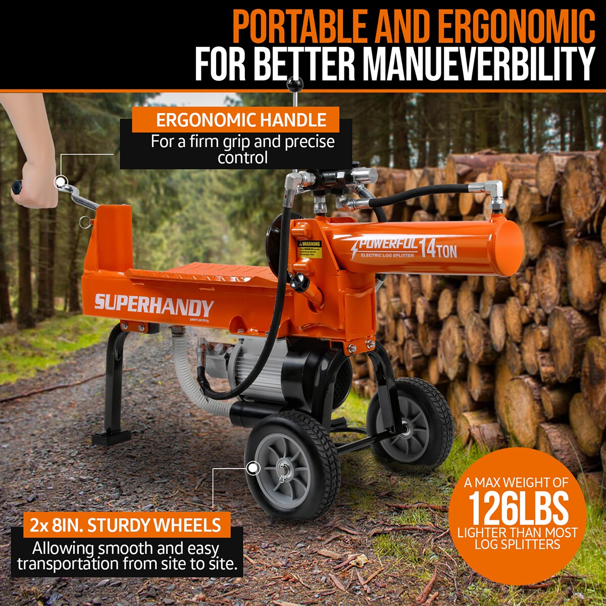 SuperHandy TRI-GUO084 Electric-Log-Splitters - View #3