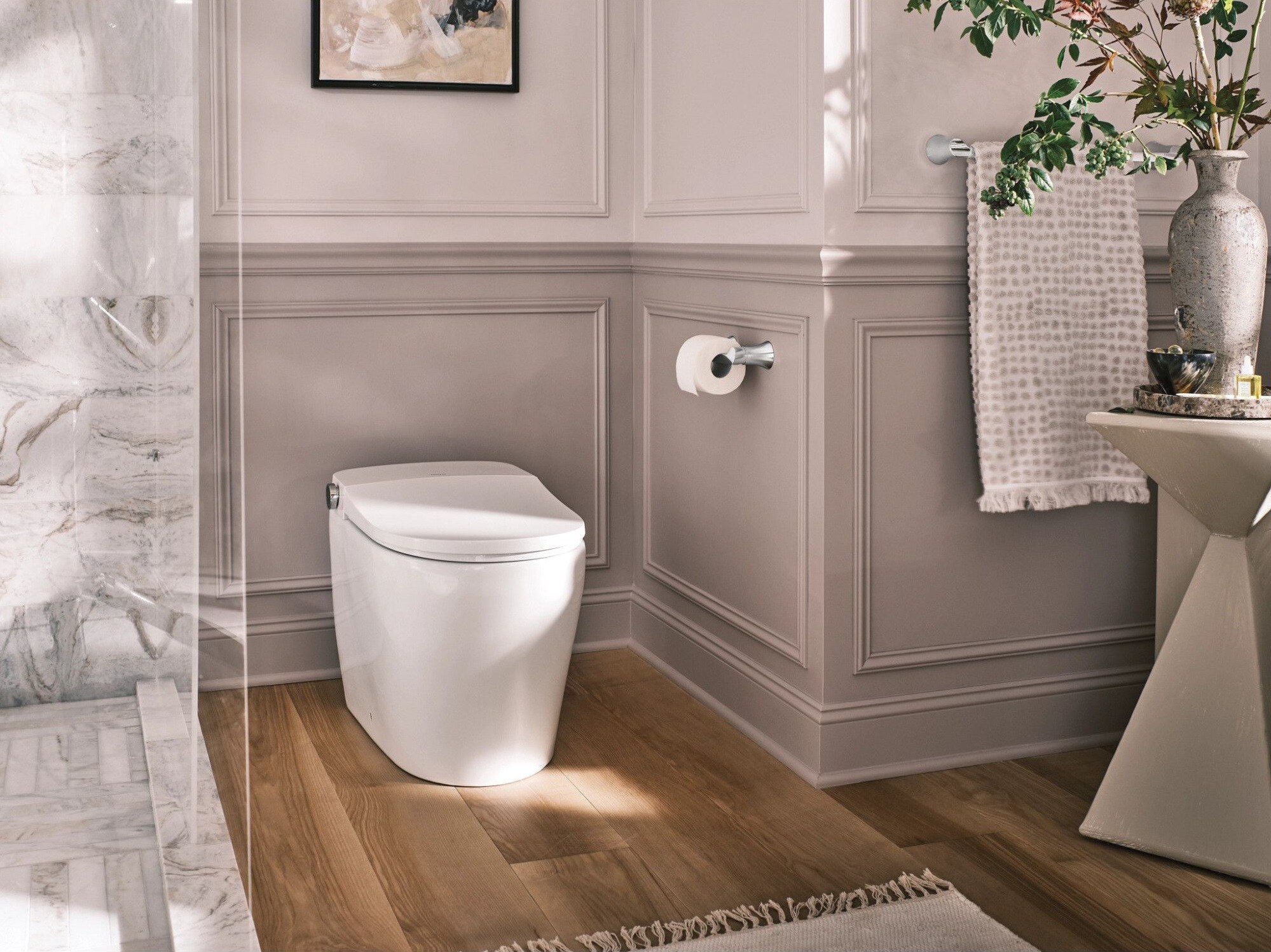 White Elongated One-Piece Smart Toilet with Remote
