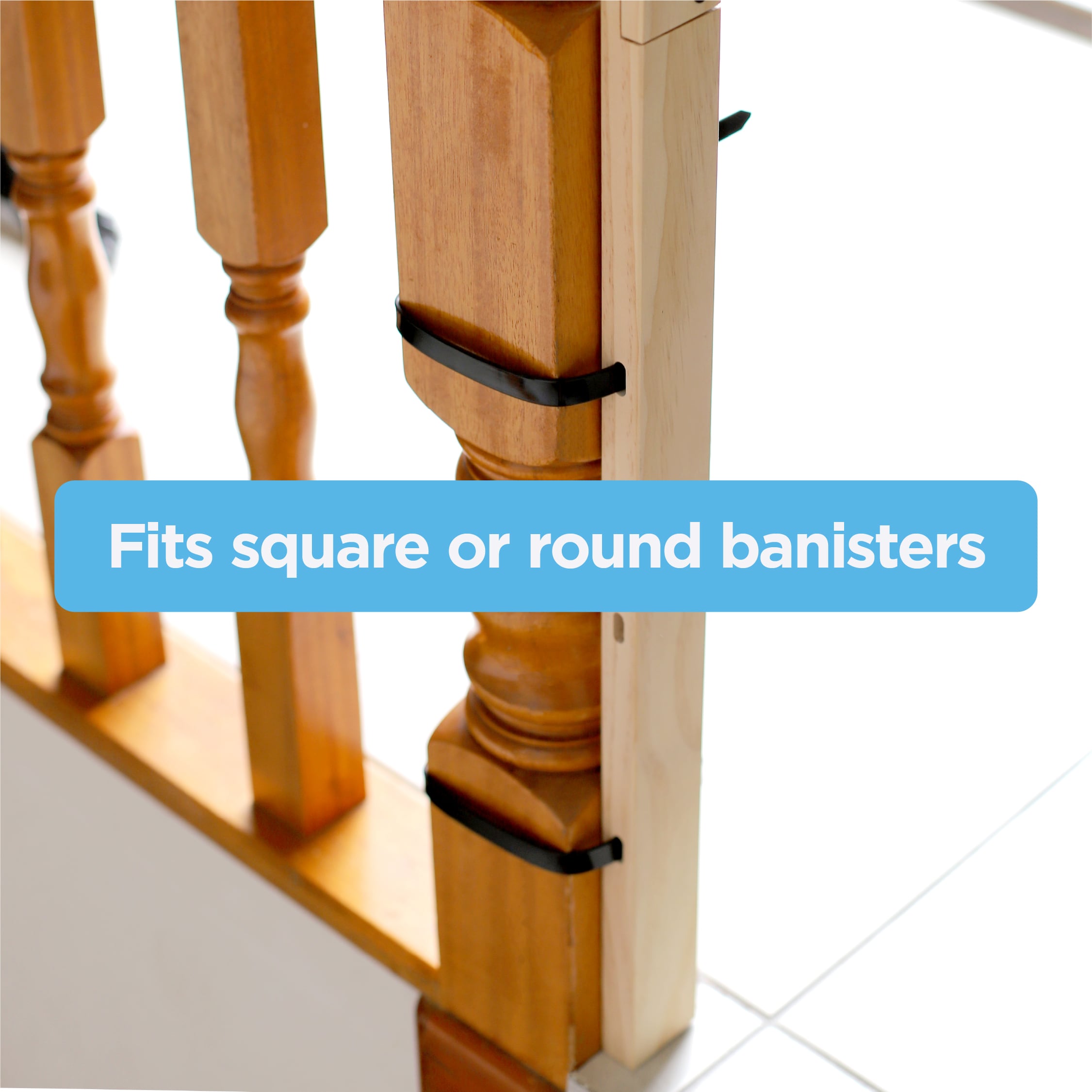 Extra Tall Natural Wood Banister Adapter Kit for Baby Gates