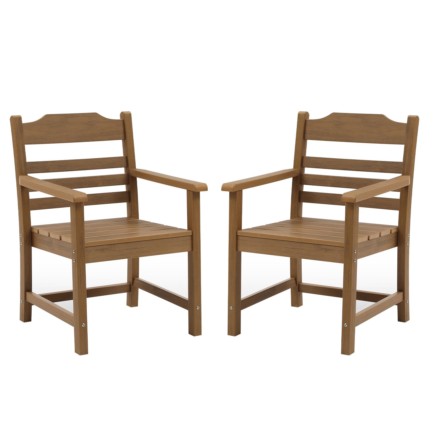 CESICIA ZM-SY-13 Patio Chairs Set of 2 Light Teak HDPE Frame Stationary Dining Chair with Solid Seat